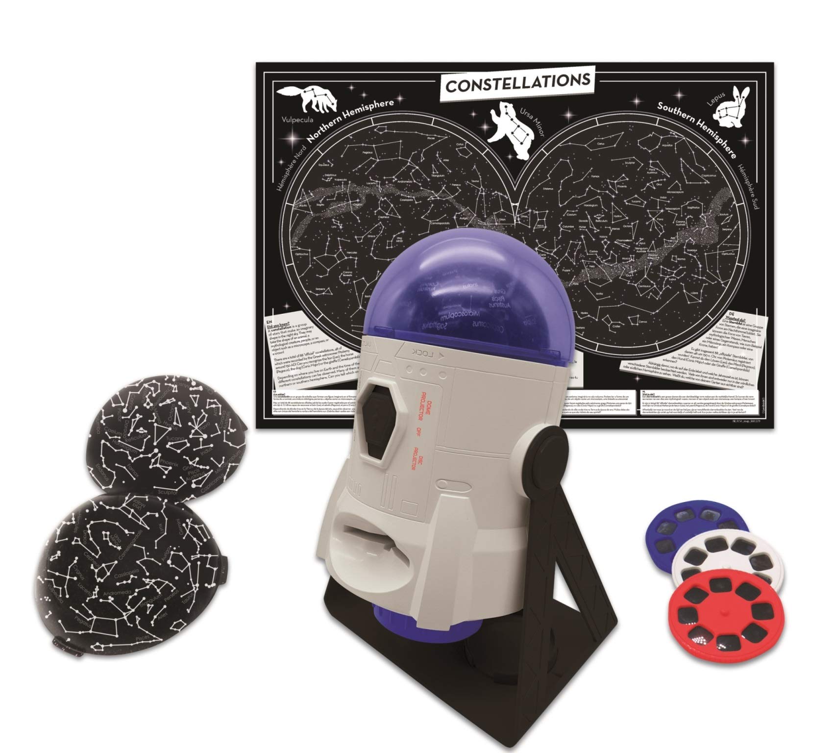 LEXiBOOK, 2-in-1 Constellations and Images Planetarium Projector, 24 Images to Discover Space, 2 Constellation Domes, STEM, White/Blue, NLJ180 - Image 3