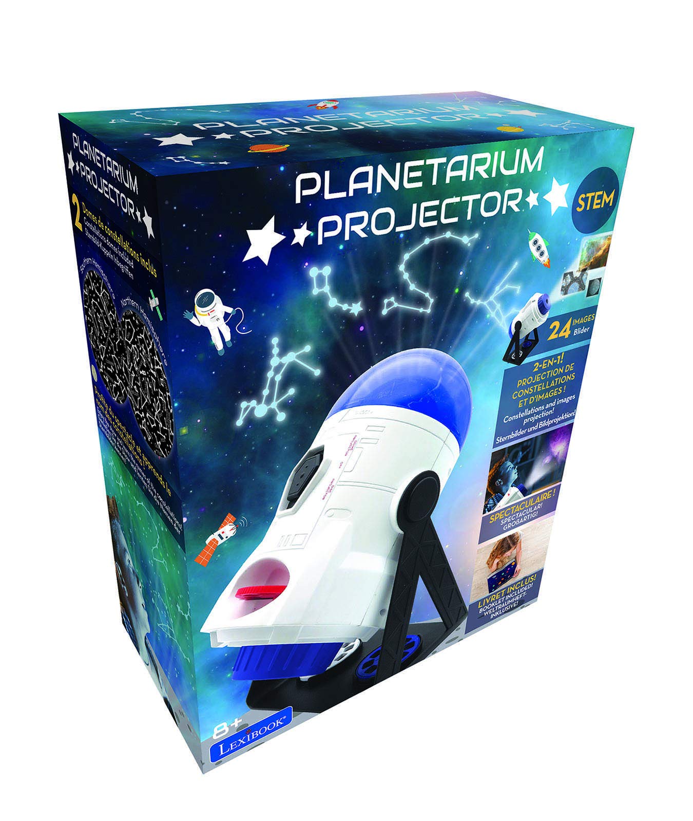 LEXiBOOK, 2-in-1 Constellations and Images Planetarium Projector, 24 Images to Discover Space, 2 Constellation Domes, STEM, White/Blue, NLJ180 - Image 7