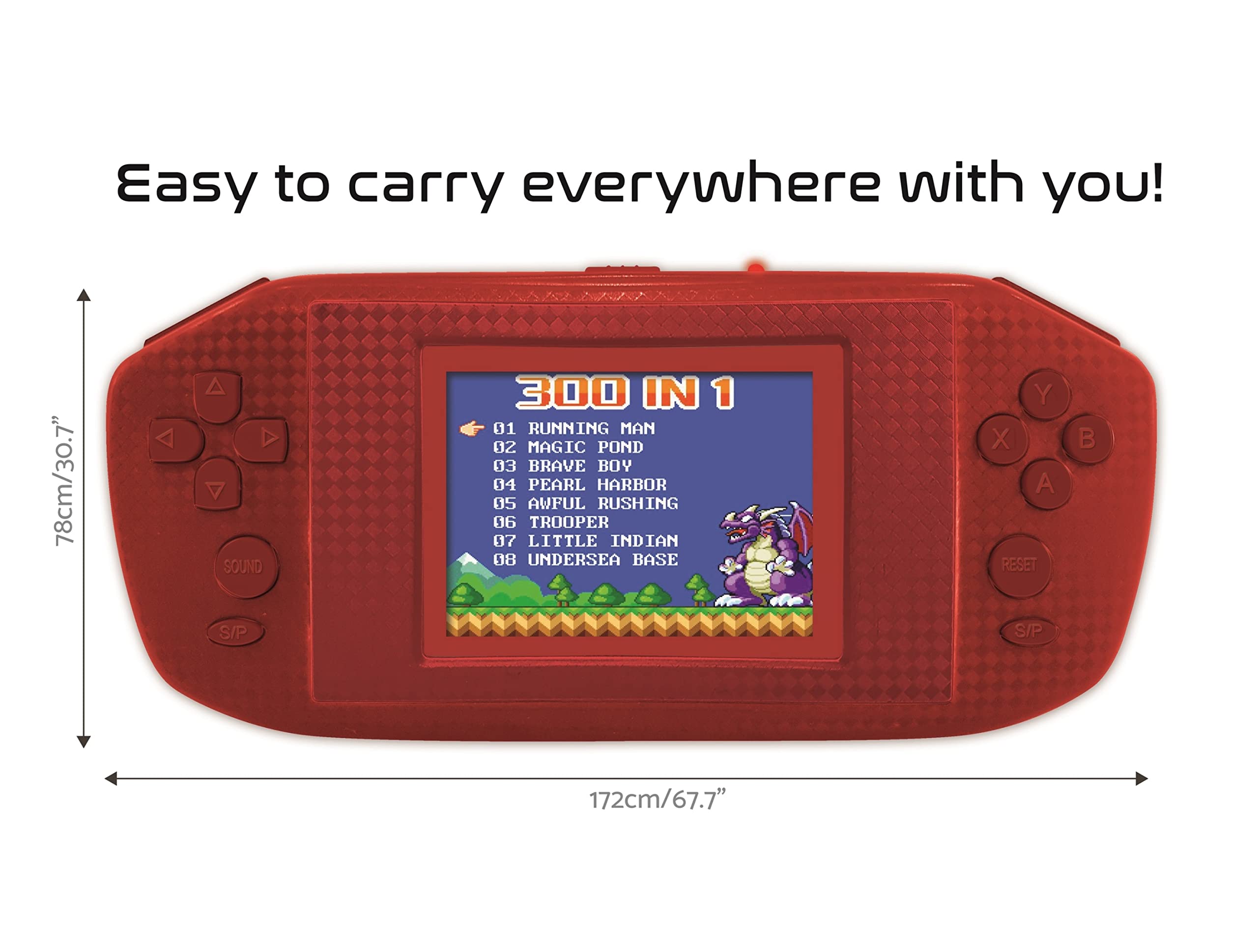 LEXiBOOK 300 Video Game Handheld Console - Red - Image 3