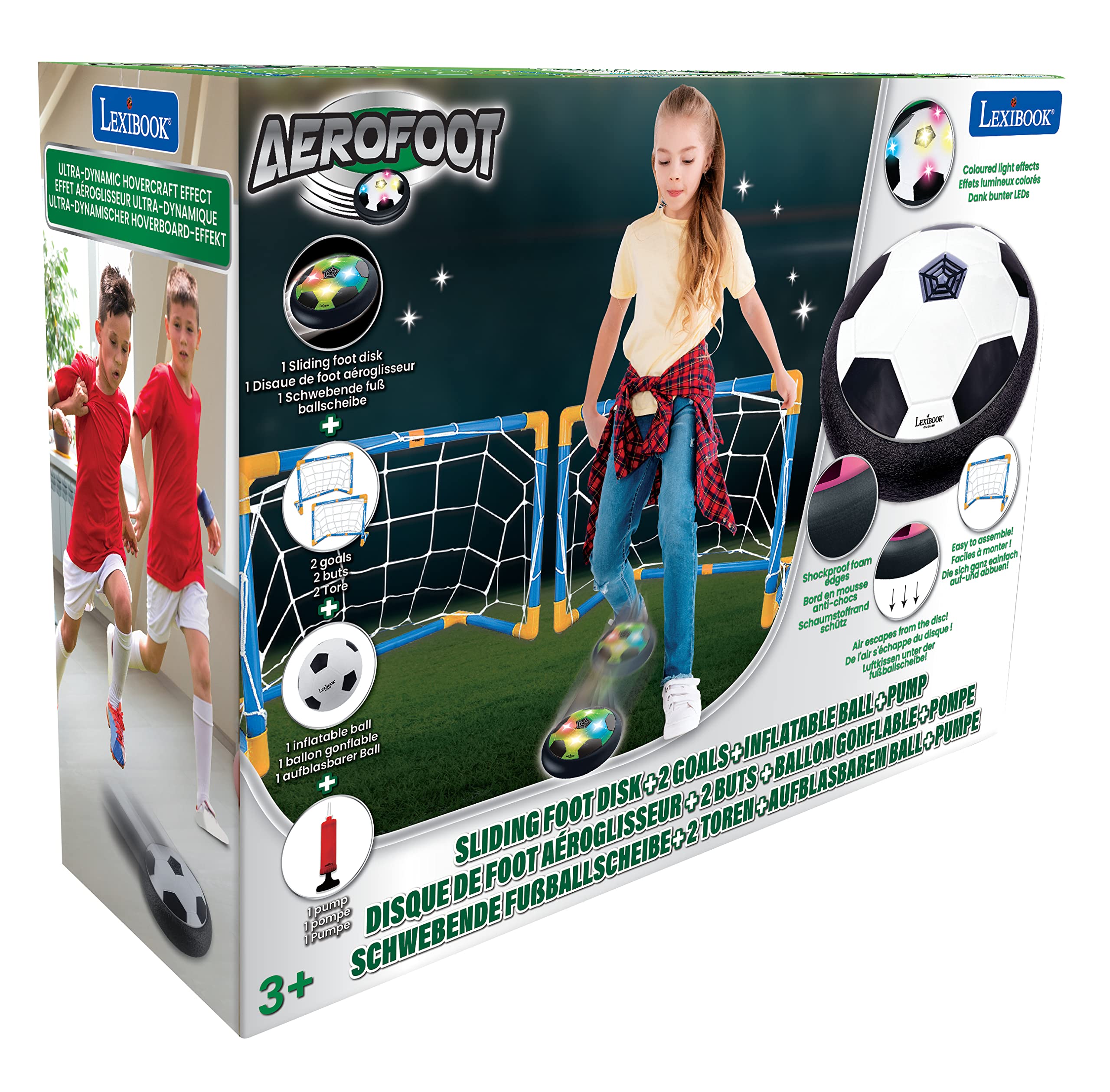 Lexibook Aerofoot, Hovercraft Soccer disc, 2 Goals, Pump and Inflatable Ball Included, Glides Easily, Fast and Dynamic, Light Effects, Anti-Shock Foam Edges, Rechargeable, JG981 - Image 3