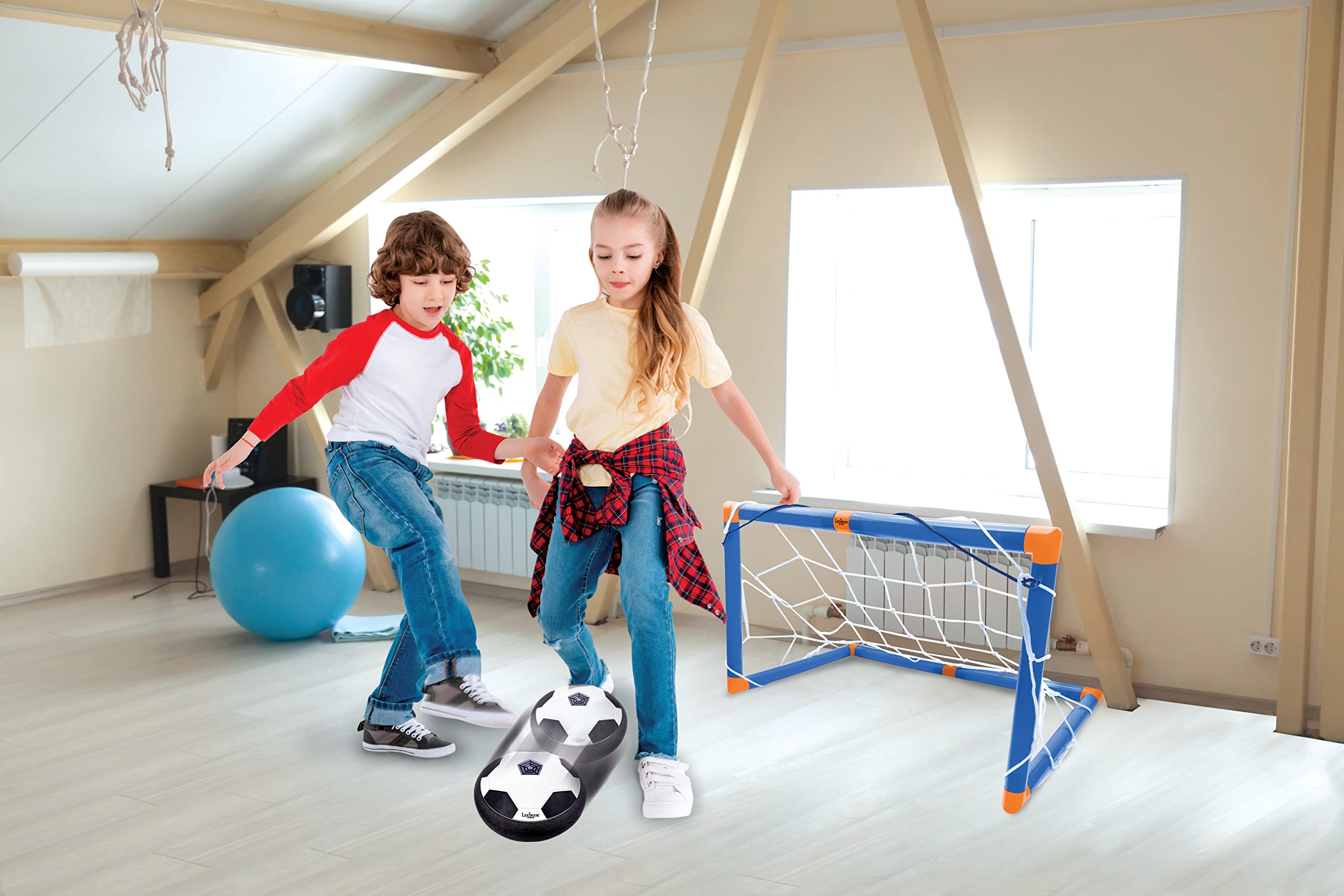 Lexibook Aerofoot, Hovercraft Soccer disc, 2 Goals, Pump and Inflatable Ball Included, Glides Easily, Fast and Dynamic, Light Effects, Anti-Shock Foam Edges, Rechargeable, JG981 - Image 4