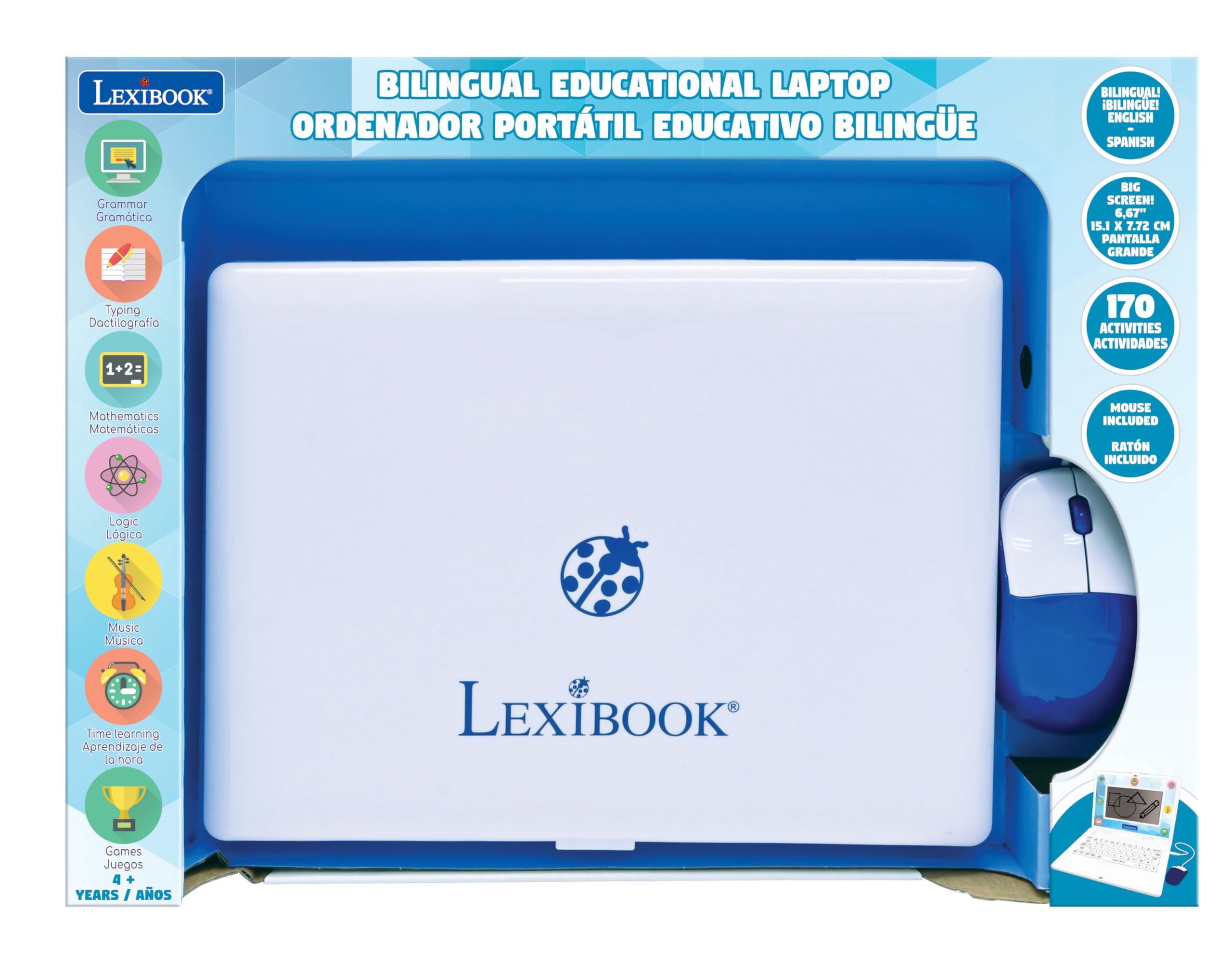 Lexibook - Bilingual and Educational Laptop English/Spanish - Toy for Children, 170 Activities to Learn Languages, Mathematics, Logic, Clock Reading, Play Games and Music, Large Screen - JC599i2 - Image 4
