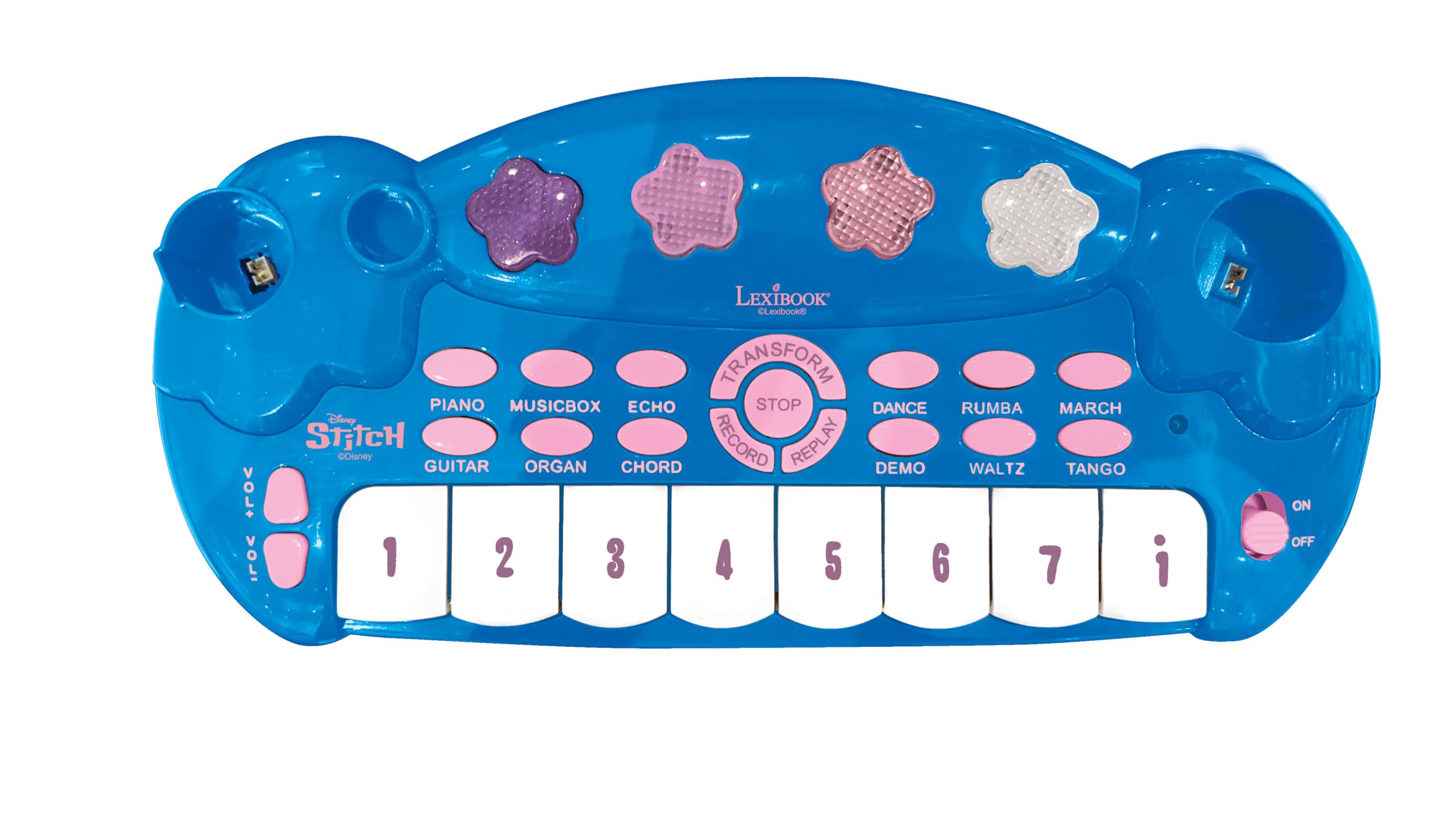 Lexibook, Complete Light-Up Electronic Drum Set with Keyboard, Cymbals, and Stitch Stool, Blue, K610D - Image 7