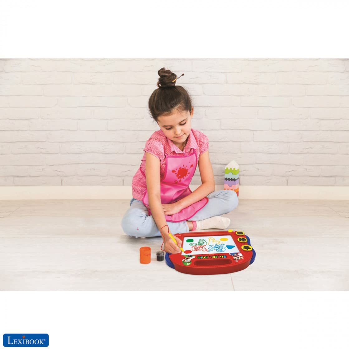 LEXIBOOK CRNI550 Super Mario Brothers Multicolor Magic Magnetic Nintendo Drawing Board, Artistic Creative Toy for Girls and Boys, Stylus Pen and Stamps, Red/Blue - Image 4