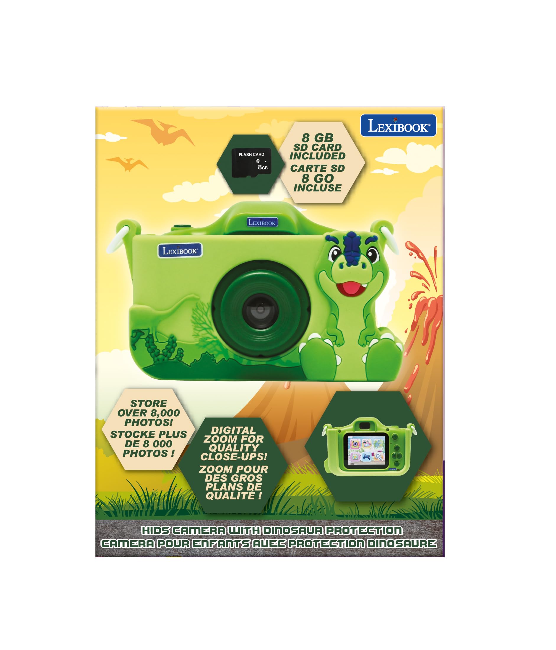 Lexibook, Dinosaur, 4-in-1 Camera for Kids with Protection, Photo, Video, MP3, and Games Functions, 15 Frames to Customize Your Photos, 8 GB Memory Card Included, DJ078DINO - Image 5