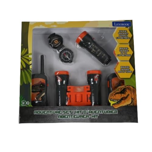 LEXiBOOK, Dinosaur, Adventurer Set for Children, Walkie-Talkies 120m, Binoculars, Compass, Torchlight, Grey/Orange, RPTW12DINO - Image 4