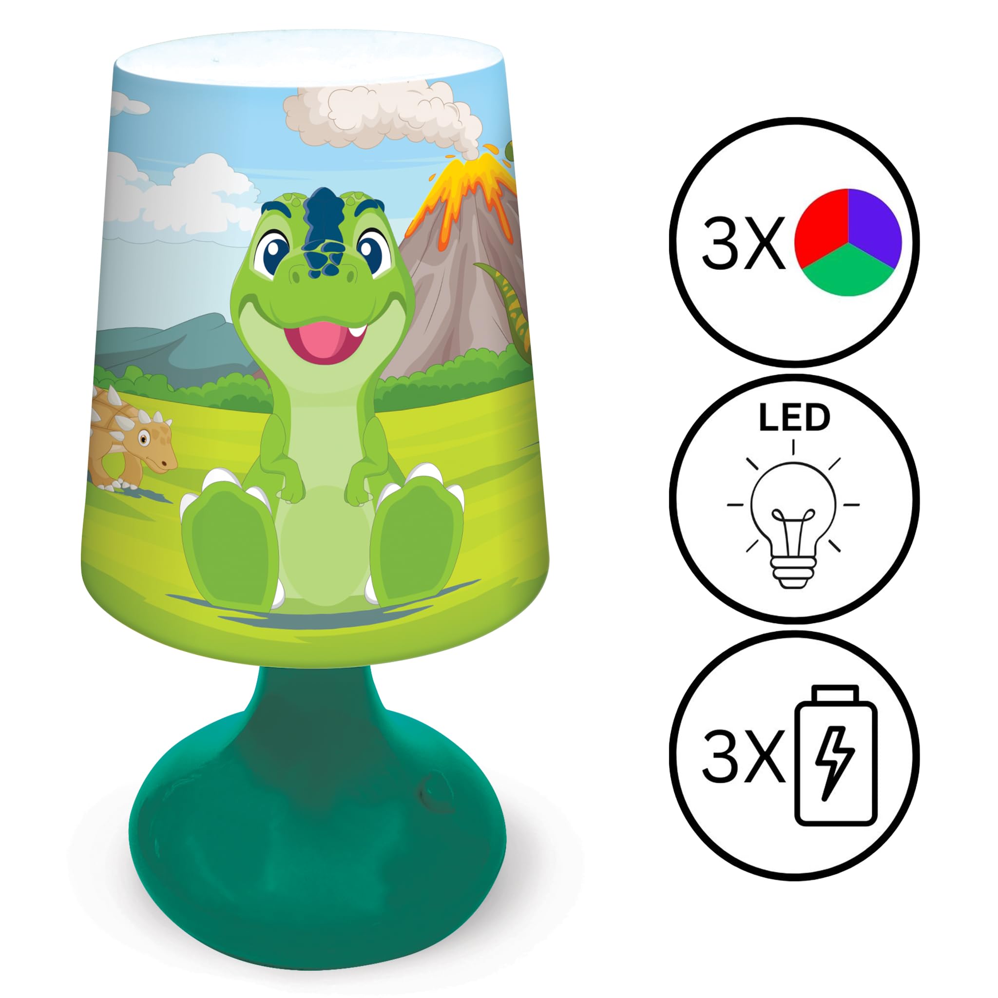 LEXiBOOK, Dinosaur, Cordless Mini Bedside Lamp and Nightlight, Green, MLT10DINO - Image 3