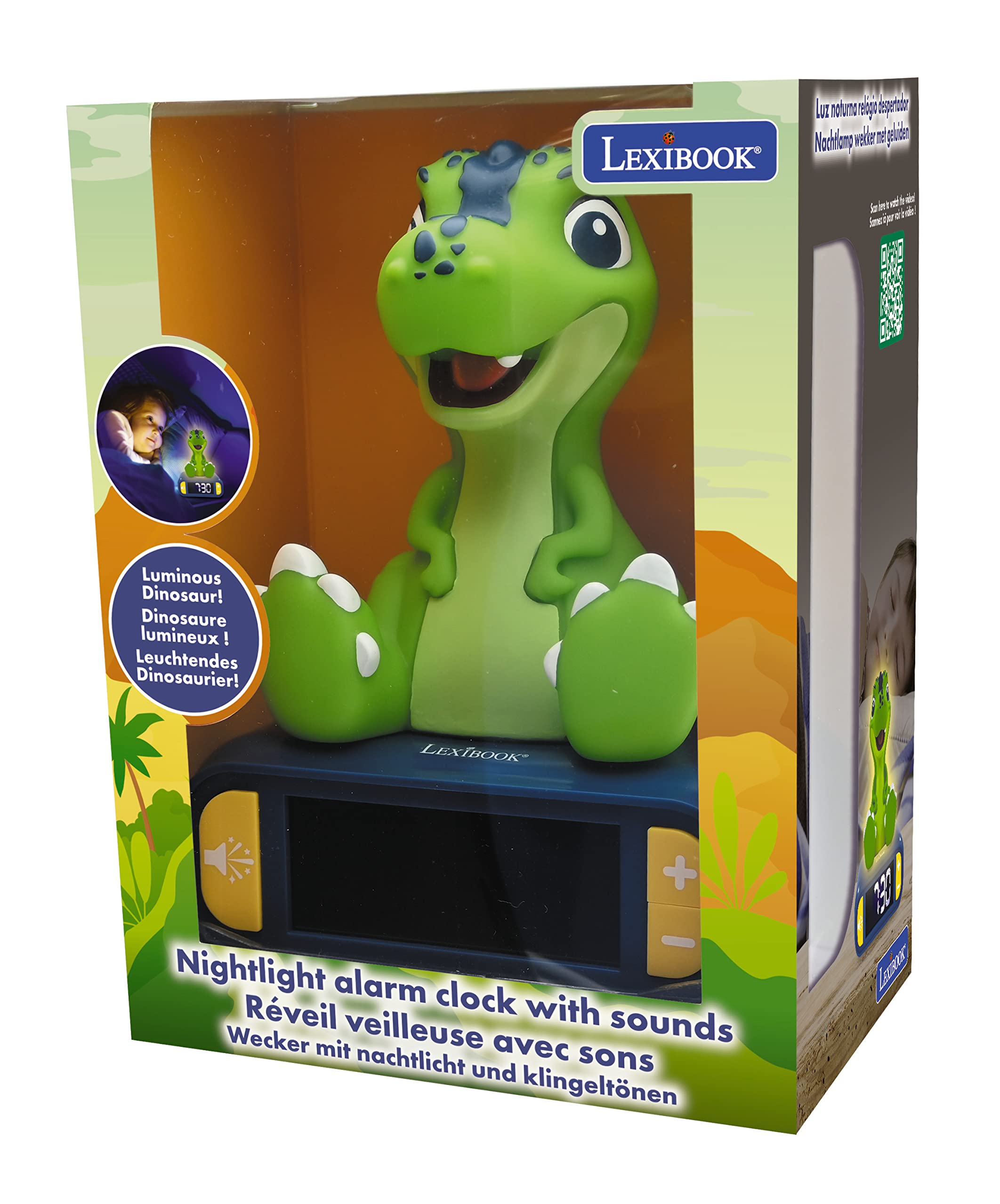 LEXiBOOK - Dinosaur Nightlight Alarm Clock, Clock, Alarm Clock for Boys and Girls, Snooze, Blue/Green - RL800DINO - Image 3