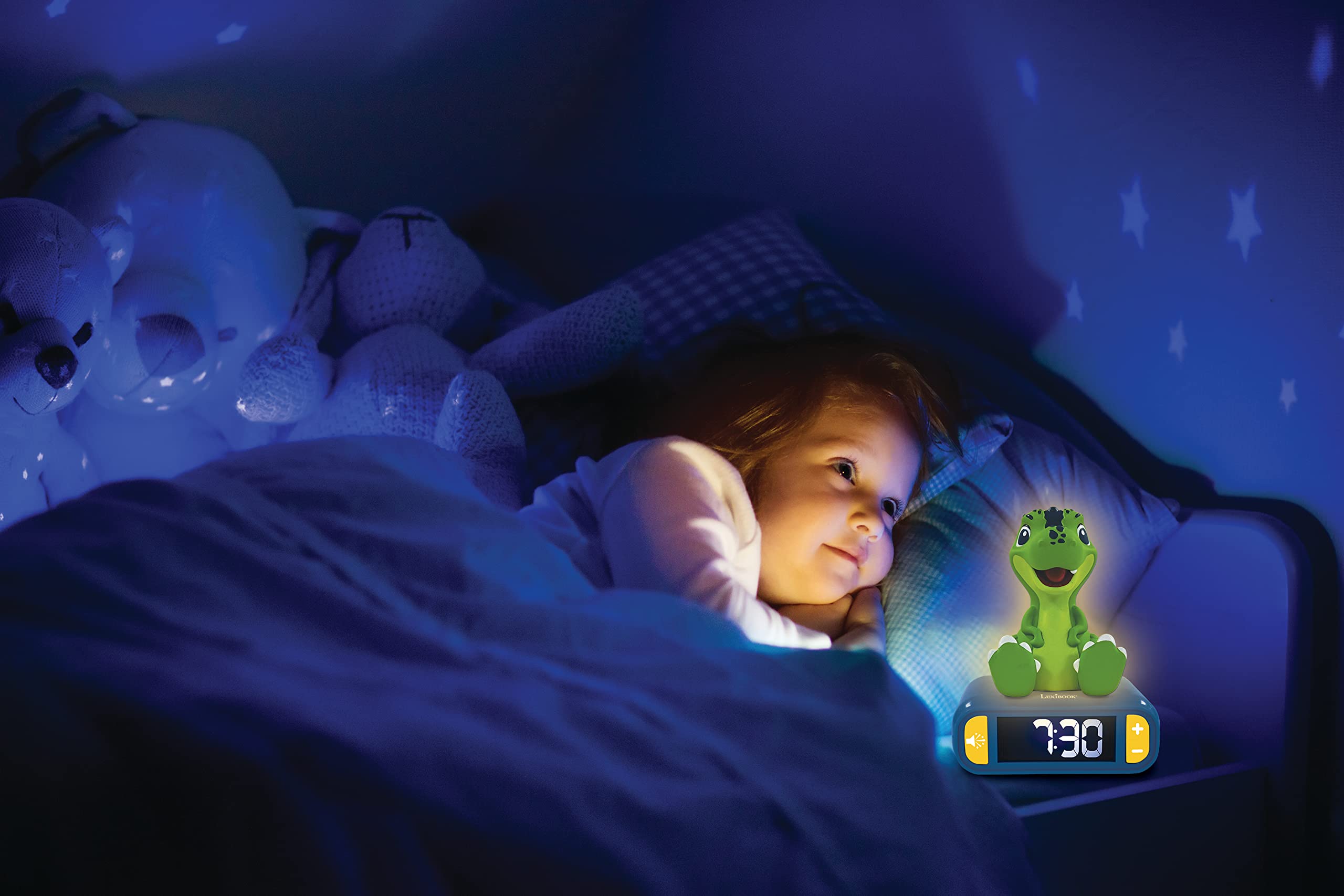 LEXiBOOK - Dinosaur Nightlight Alarm Clock, Clock, Alarm Clock for Boys and Girls, Snooze, Blue/Green - RL800DINO - Image 4
