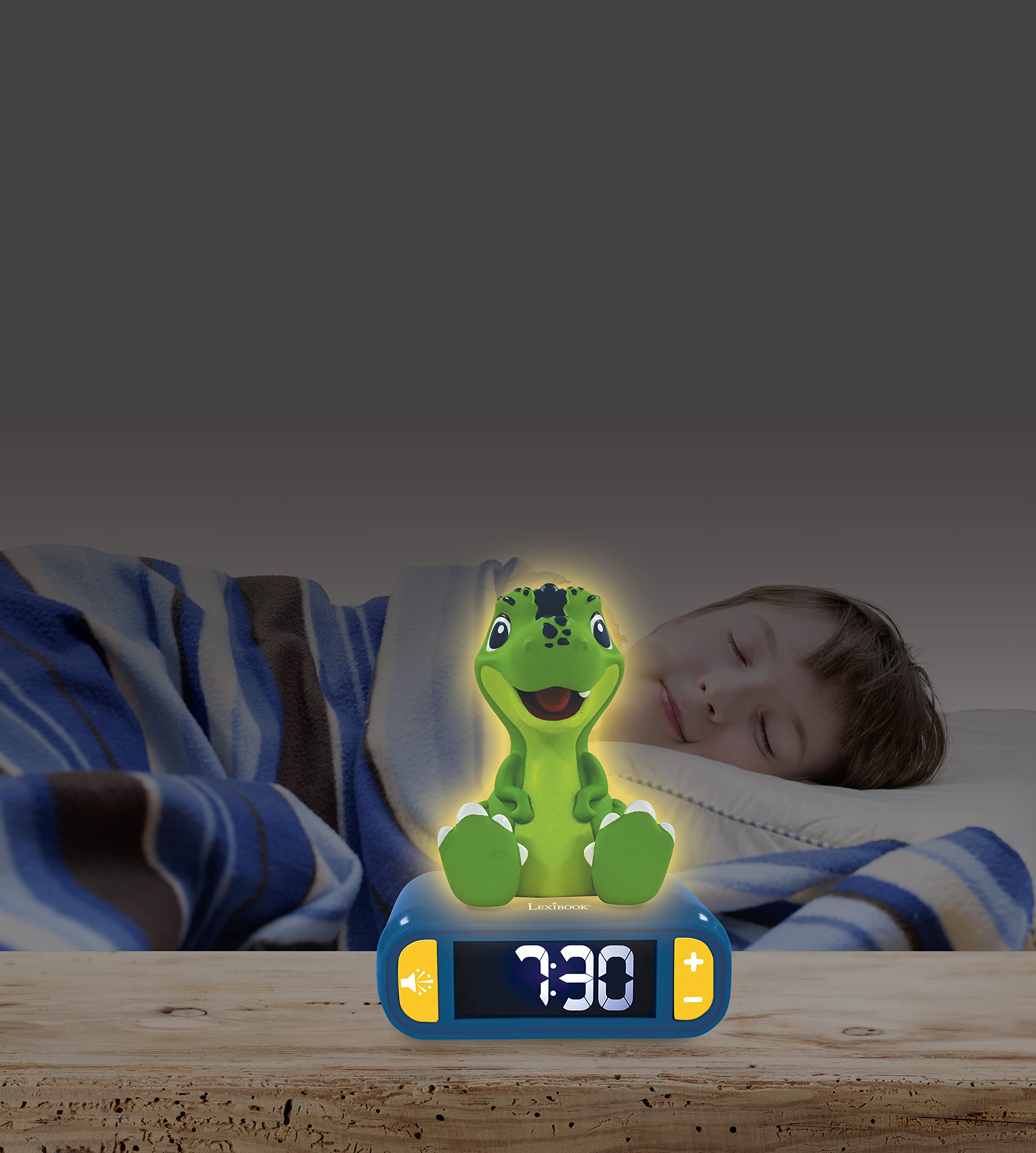 LEXiBOOK - Dinosaur Nightlight Alarm Clock, Clock, Alarm Clock for Boys and Girls, Snooze, Blue/Green - RL800DINO - Image 5