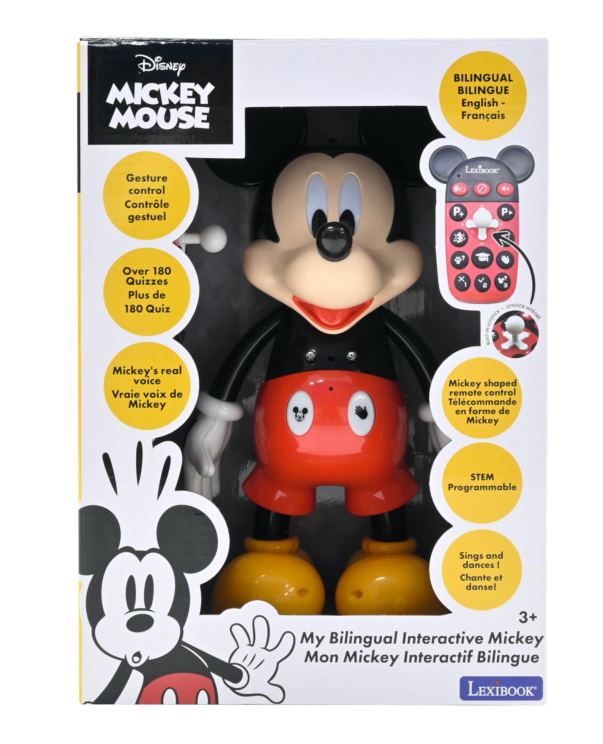 LEXiBOOK - Disney - Bilingual Mickey Robot - English/Spanish, 100 Educational quizzes, Light Effects, Dance, programmable, Articulated, Black/red - MCH01i2 - Image 6