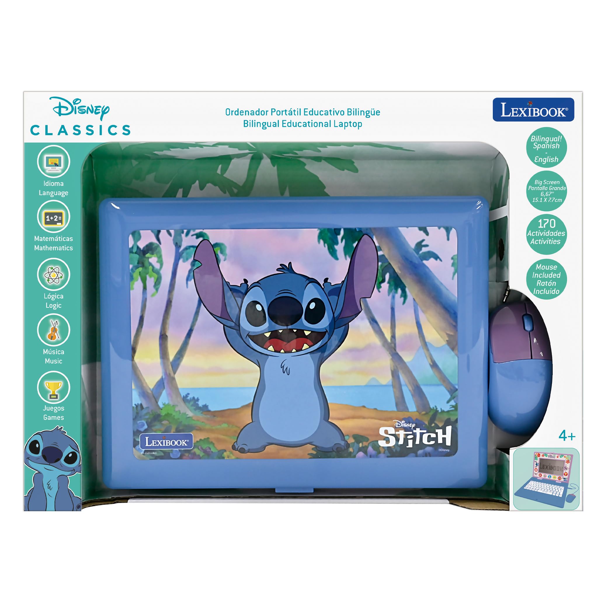 Lexibook, Disney Stitch, Bilingual and Educational Laptop Spanish/English, Toy for Children, 170 Activities to Learn, Play Games and Music, Large Screen, Blue, JC599Di2 - Image 5