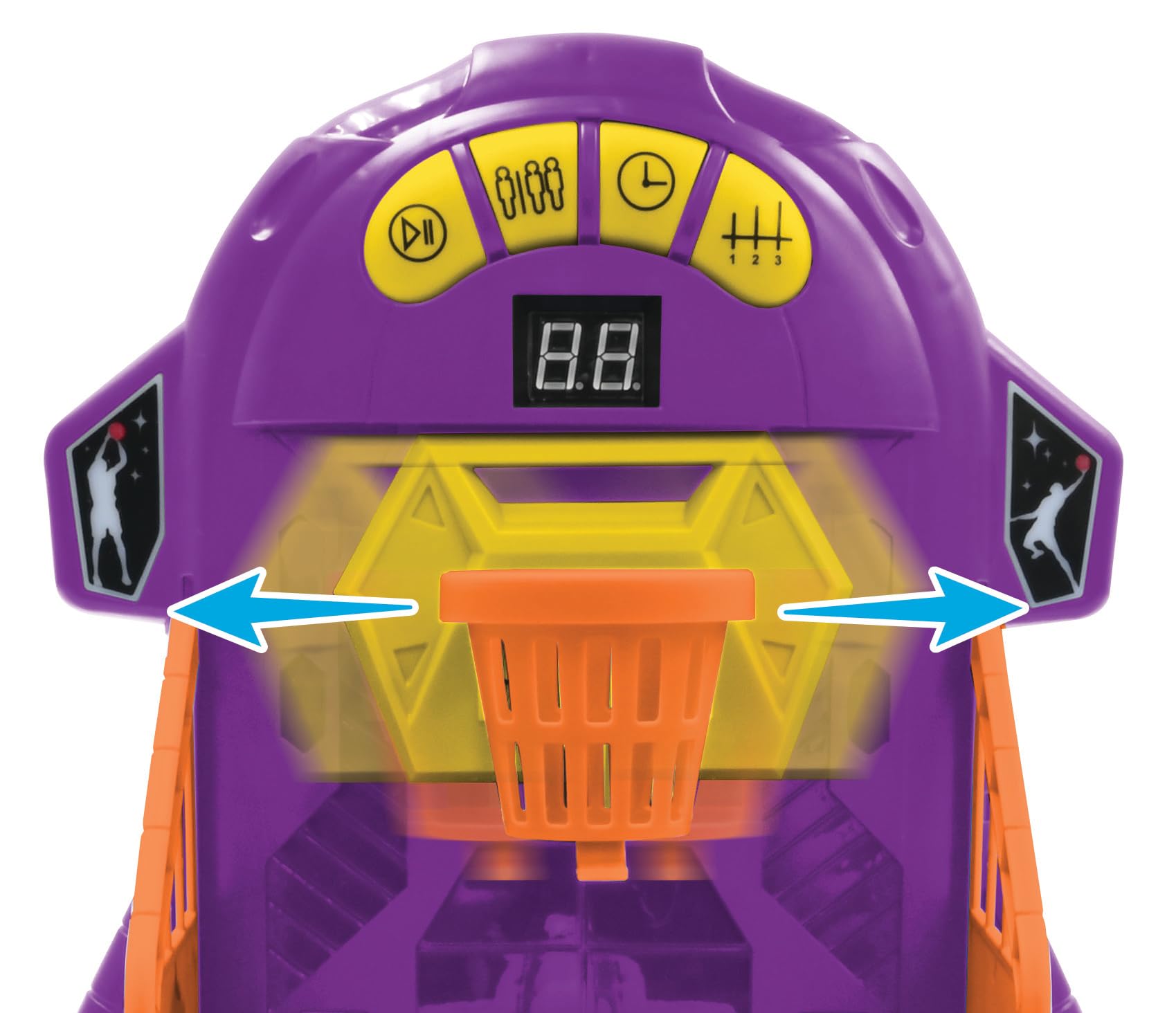 Lexibook, Electronic Basketball Game, Sound and Light Effects, Moving Panel, 3 Levels of Difficulty, 1 to 4 Players, Purple/Yellow, JG910 - Image 3