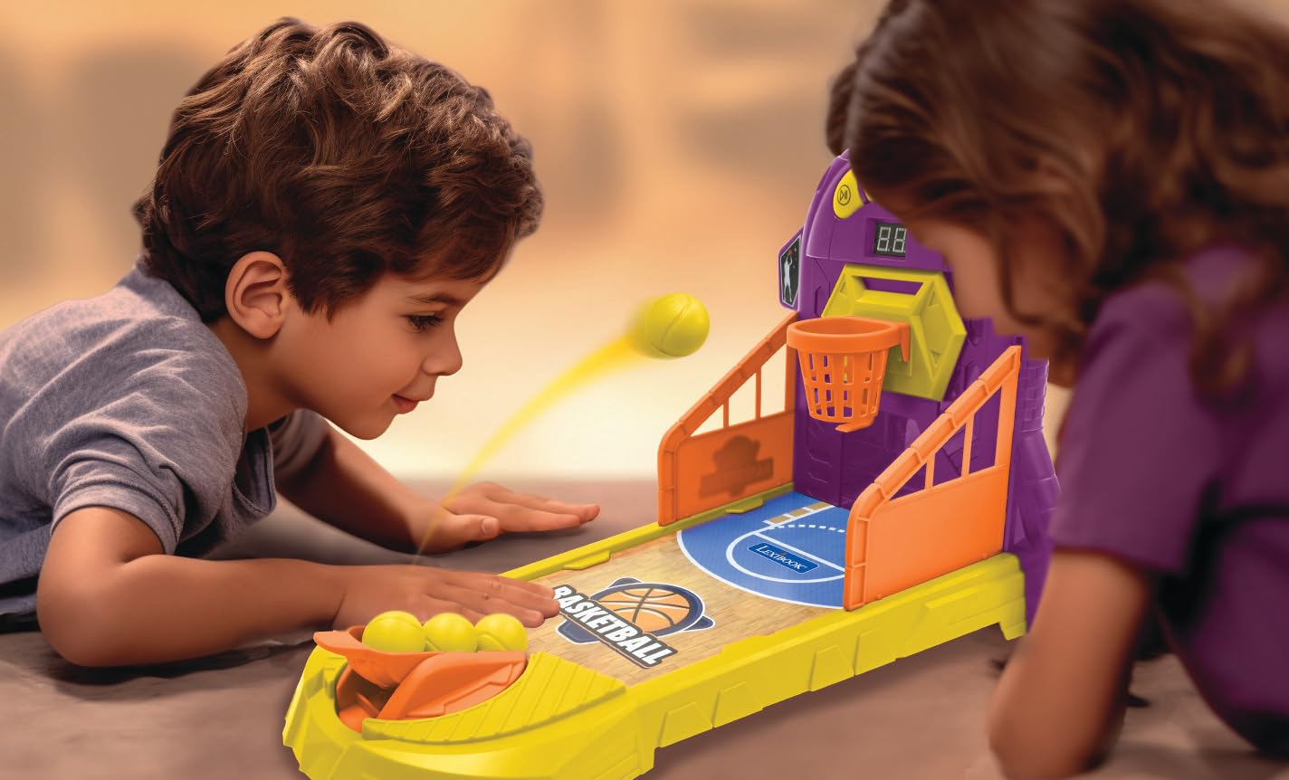 Lexibook, Electronic Basketball Game, Sound and Light Effects, Moving Panel, 3 Levels of Difficulty, 1 to 4 Players, Purple/Yellow, JG910 - Image 6