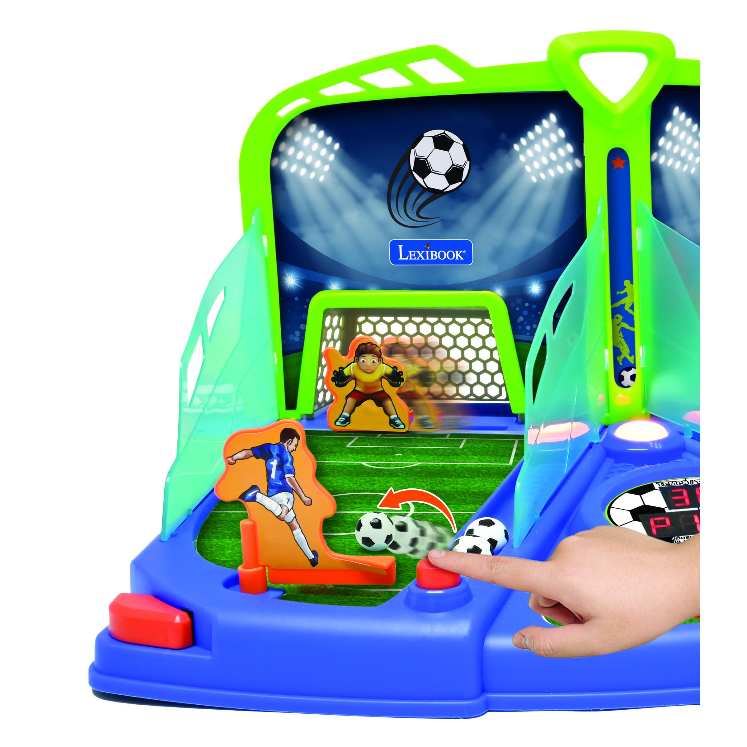 LEXiBOOK, Electronic Football Game with Light and Sound Effects for 2 Players, Blue/Green, JG945 - Image 3
