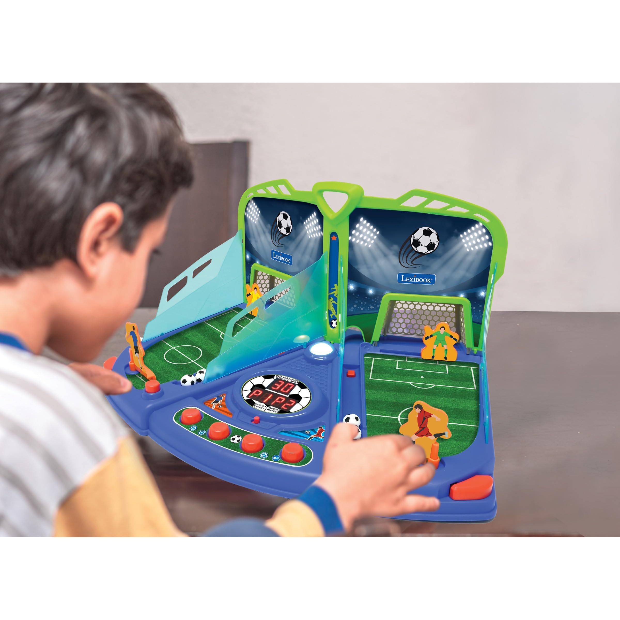 LEXiBOOK, Electronic Football Game with Light and Sound Effects for 2 Players, Blue/Green, JG945 - Image 4