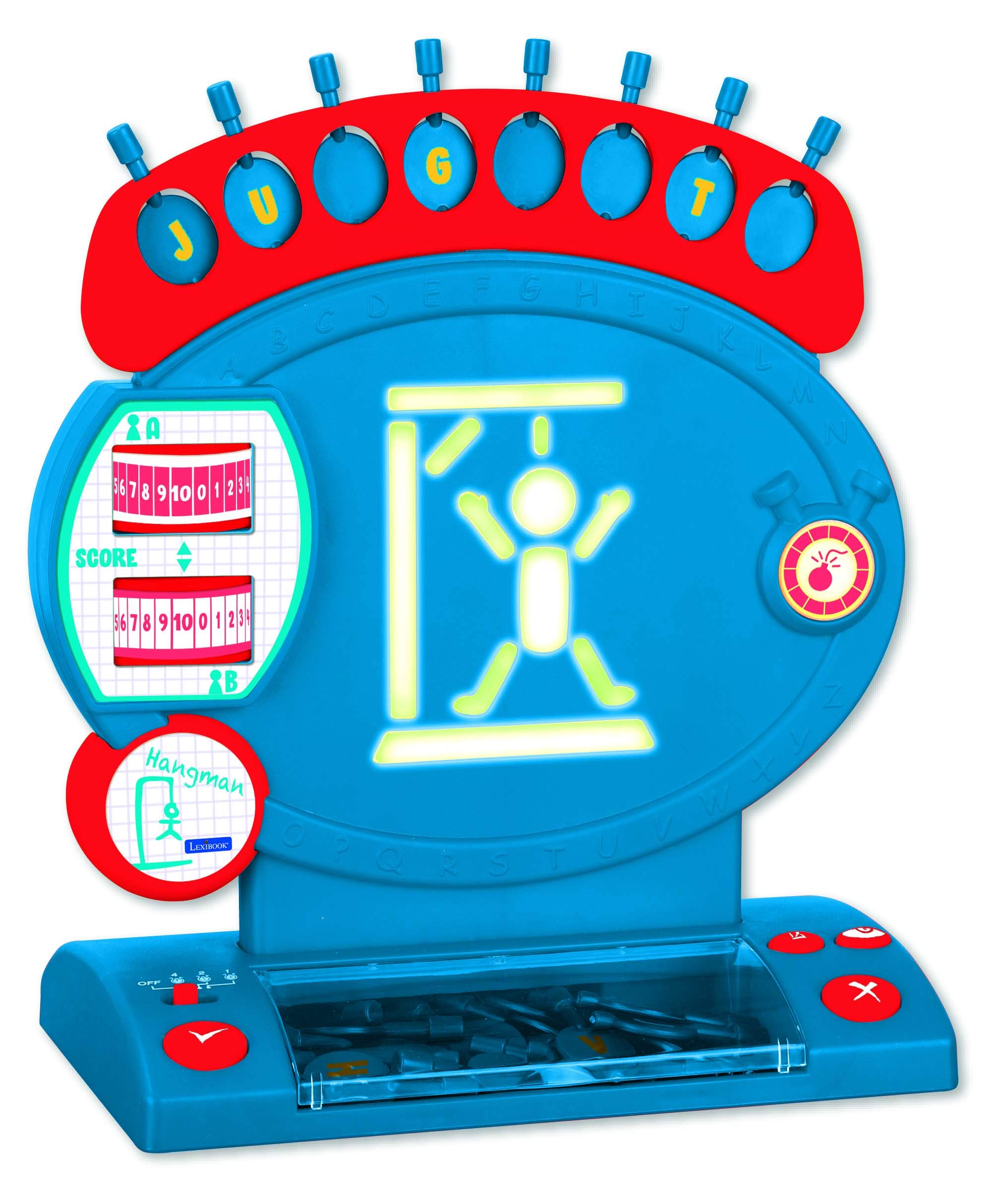 LEXiBOOK Electronic Hangman Game, Child and Family Board Game, Spelling and Vocabulary, Light and Sound Effects, 2 Players, Blue/red, JG800 - Image 3