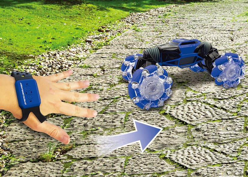 LEXIBOOK, Extreme Crosslander® RC Car Luminous Off-Road Remote Control with Wristband, Rechargeable, Electronic Action Game, Black/Blue, RC49 - Image 4