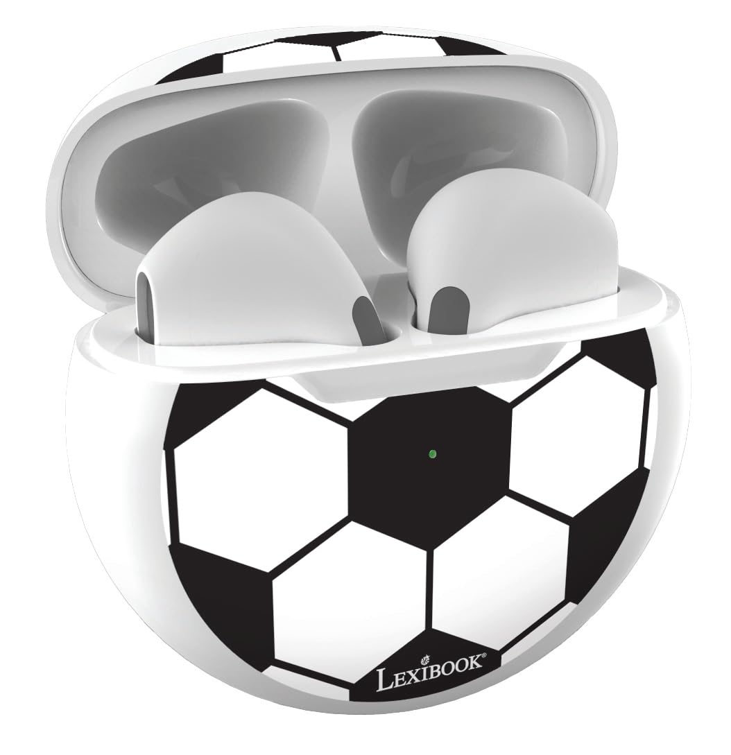 LEXiBOOK, Football, Wireless stereo earbuds, Integrated microphone, Touch control, Charging case, Sound level limited at 85 dB, Black/white, HPBT05FO - Image 7