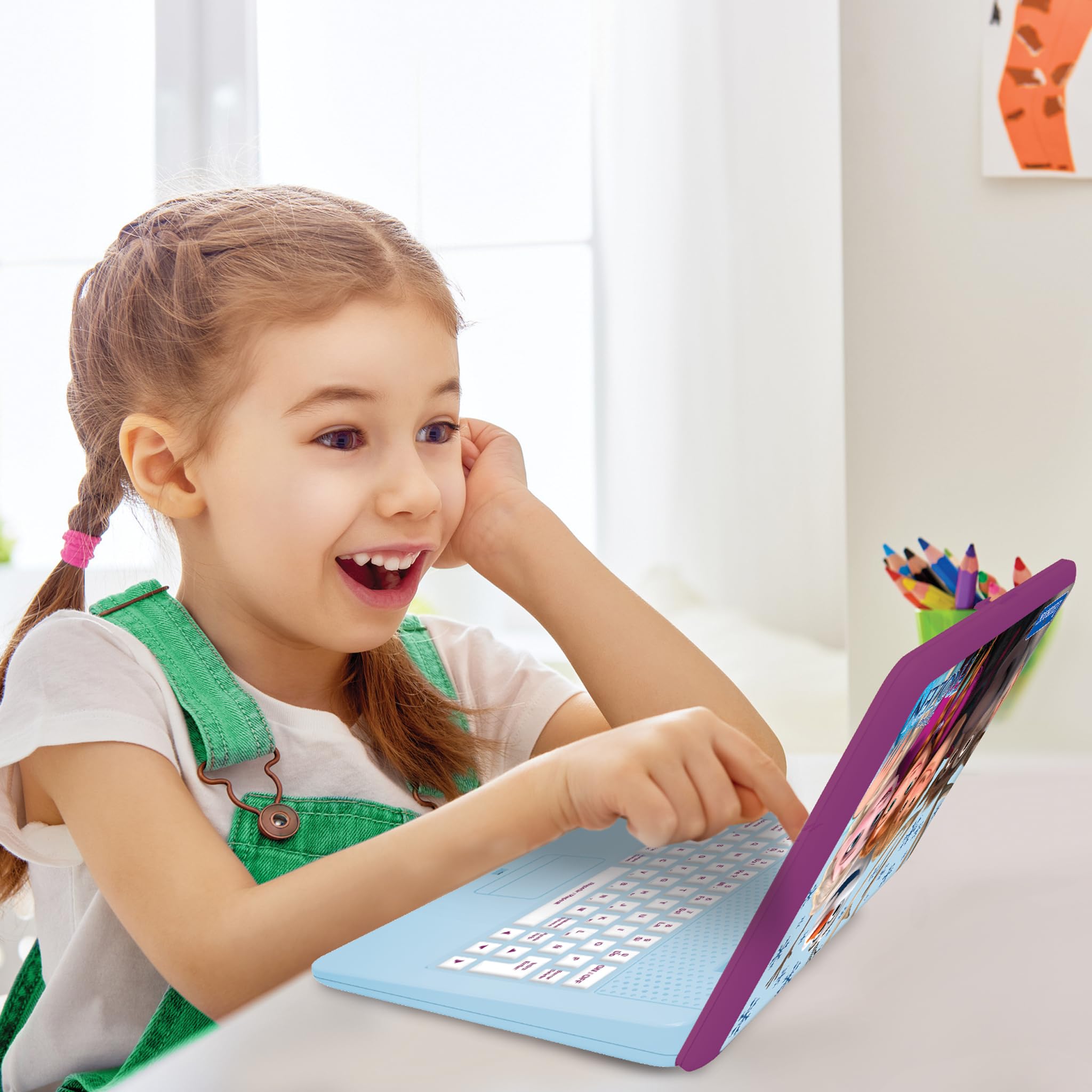 Lexibook, Frozen, Bilingual and Educational Laptop Spanish/English, Toy for Children, 170 Activities to Learn, Play Games and Music, Large Screen, Purple/Blue, JC599FZi2 - Image 3