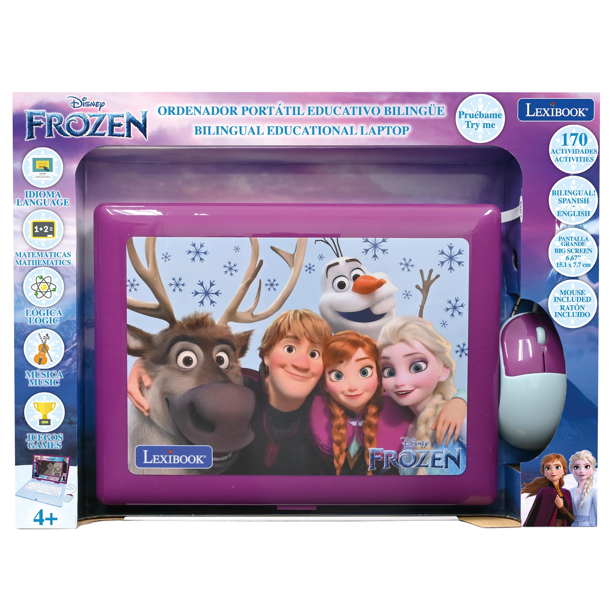 Lexibook, Frozen, Bilingual and Educational Laptop Spanish/English, Toy for Children, 170 Activities to Learn, Play Games and Music, Large Screen, Purple/Blue, JC599FZi2 - Image 5