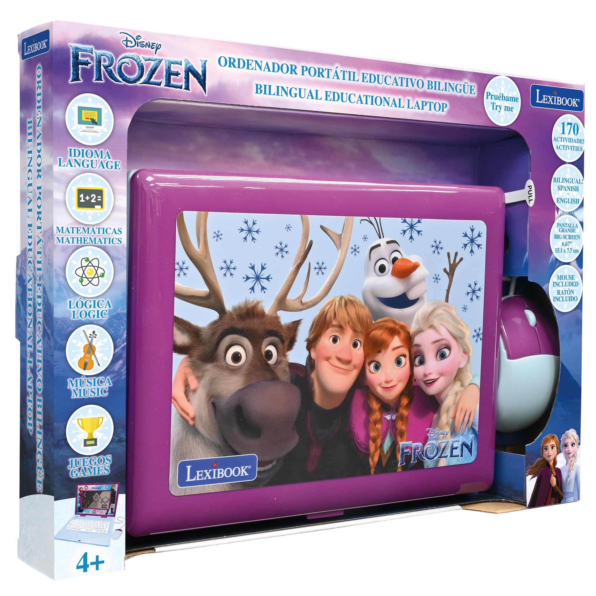 Lexibook, Frozen, Bilingual and Educational Laptop Spanish/English, Toy for Children, 170 Activities to Learn, Play Games and Music, Large Screen, Purple/Blue, JC599FZi2 - Image 7