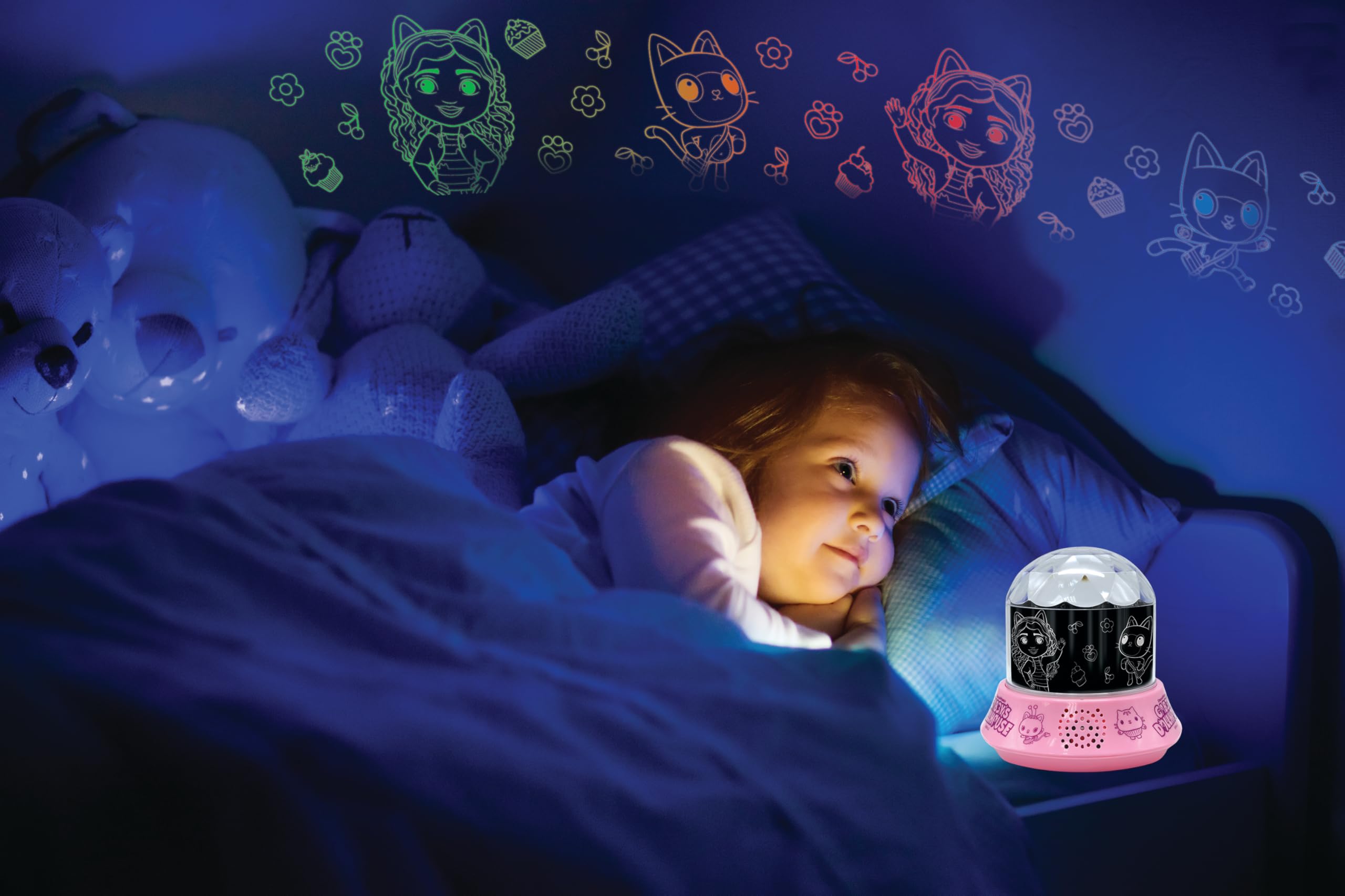 Lexibook, Gabby and the Magic House, Night Light with Speaker, Projections by Gabby's Dollhouse, Kaleidoscopic Ceiling Lights, Speaker with Auxiliary Socket, Rechargeable, NLJ035GDH - Image 4