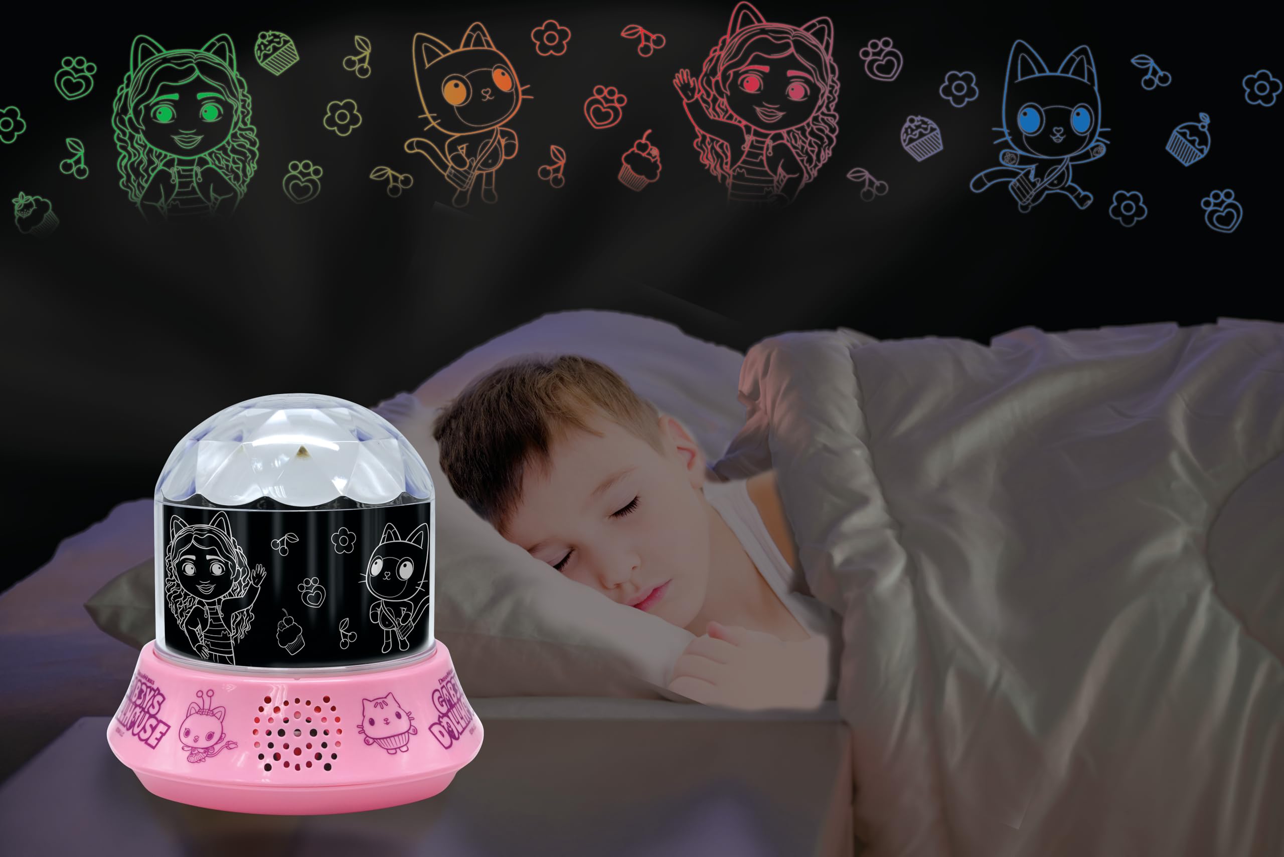 Lexibook, Gabby and the Magic House, Night Light with Speaker, Projections by Gabby's Dollhouse, Kaleidoscopic Ceiling Lights, Speaker with Auxiliary Socket, Rechargeable, NLJ035GDH - Image 6