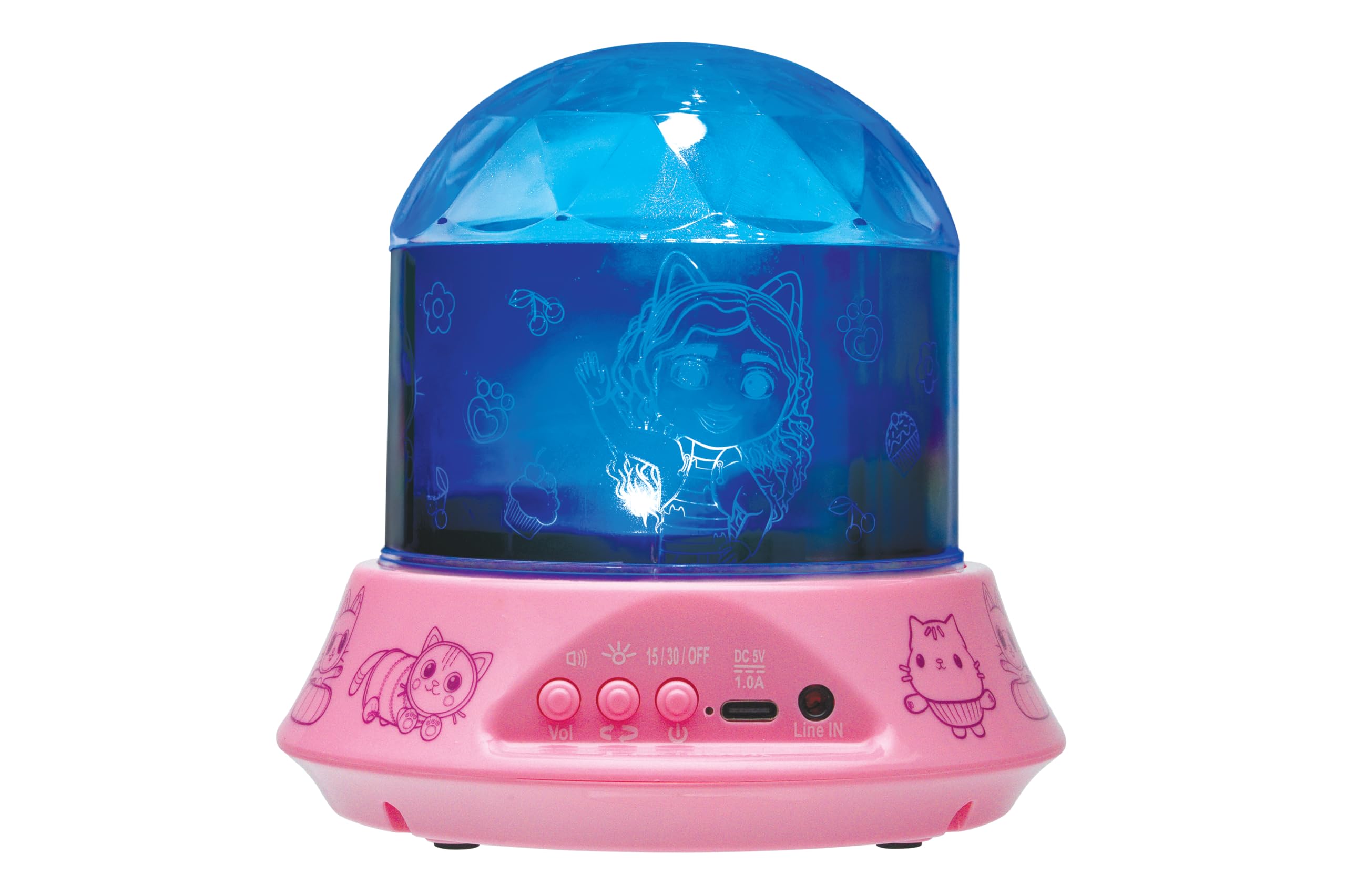 Lexibook, Gabby and the Magic House, Night Light with Speaker, Projections by Gabby's Dollhouse, Kaleidoscopic Ceiling Lights, Speaker with Auxiliary Socket, Rechargeable, NLJ035GDH - Image 7