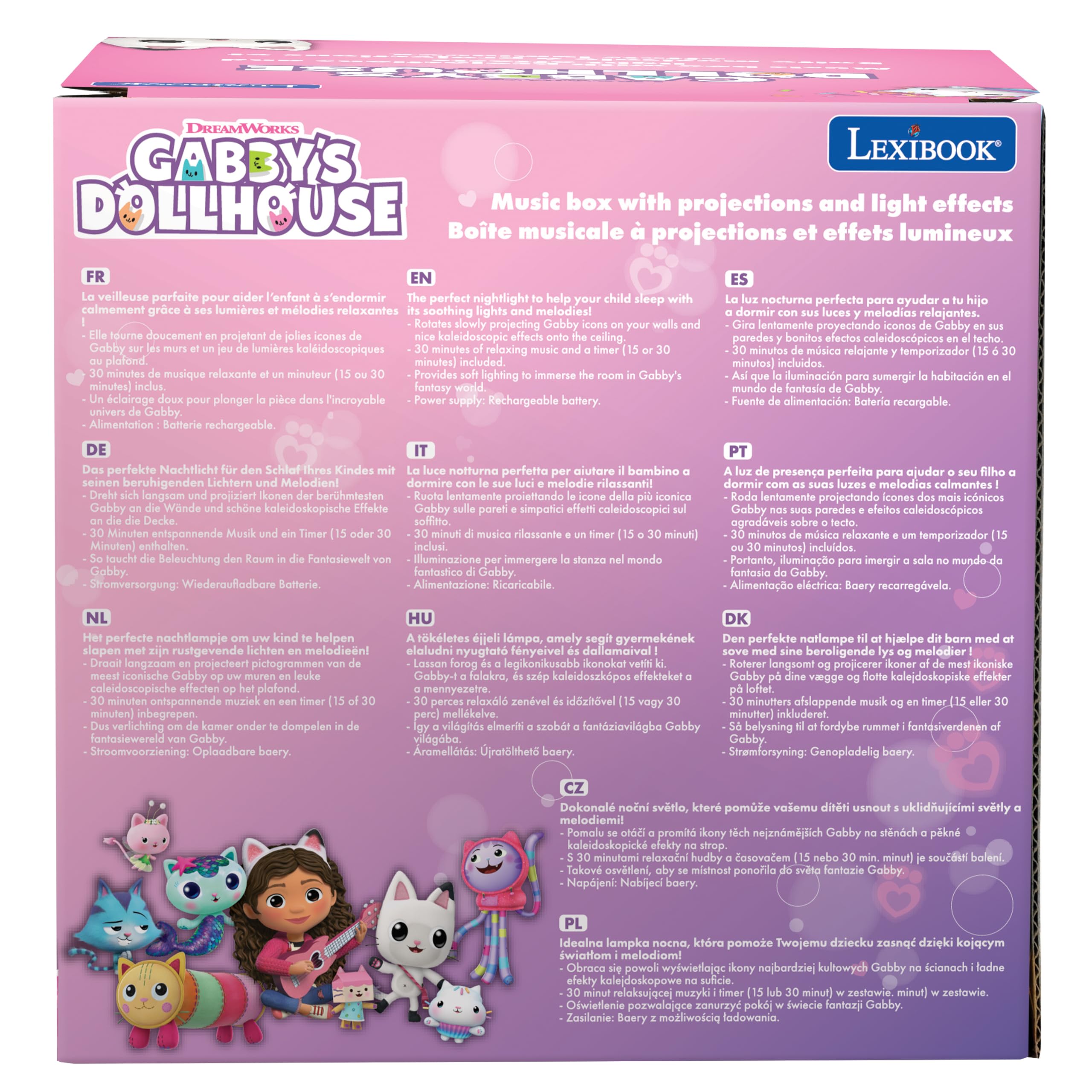 Lexibook, Gabby and the Magic House, Night Light with Speaker, Projections by Gabby's Dollhouse, Kaleidoscopic Ceiling Lights, Speaker with Auxiliary Socket, Rechargeable, NLJ035GDH - Image 9