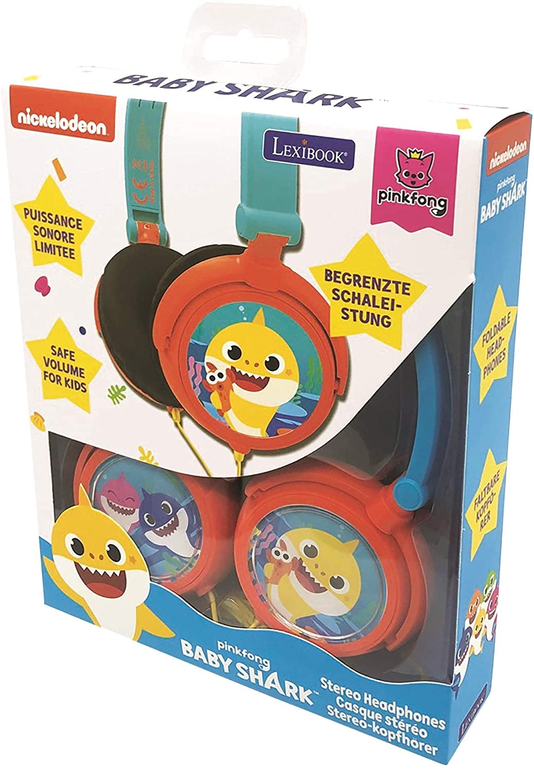 LEXIBOOK HP015BS Baby Shark Nickelodeon-Stereo Headphone, Kids Safe Volume, Foldable and Adjustable, Blue/Orange - Image 3