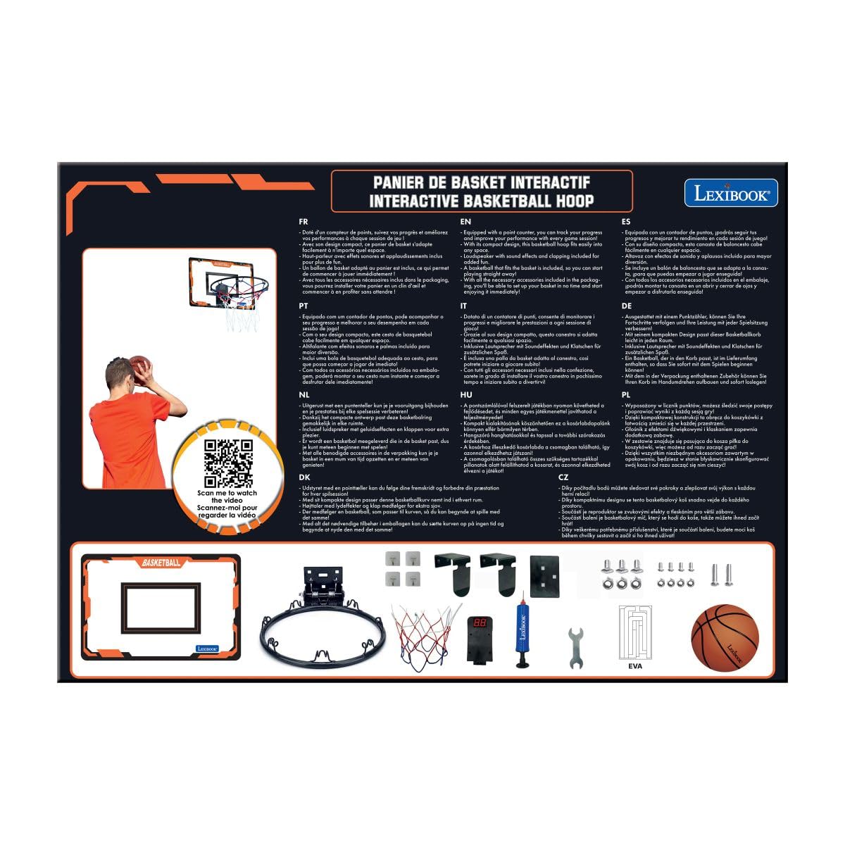 Lexibook, Interactive Basketball Hoop, Score Counter, Sound Effects, Basketball, Pump Included and Installation kit Included, JG920 - Image 10