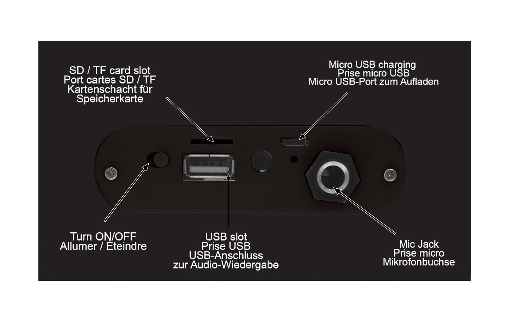 Lexibook iParty - Portable Bluetooth Light Speaker with Microphone, Light Effects, Karaoke, Wireless, USB, SD Card, Rechargeable Battery, Black, BTP180BKZ - Image 6