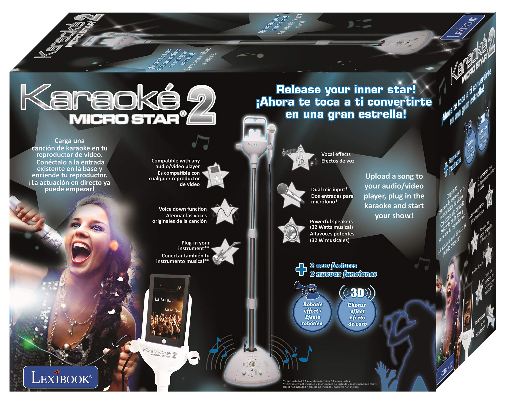 LEXiBOOK Karaoke Micro Star 2, 32W, Sound and Voice Effects Toy, Black/Gray, K8010 - Image 4
