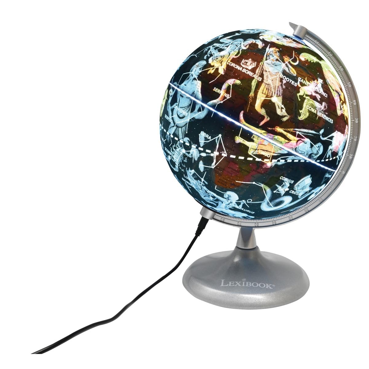 Lexibook Luminous Globe Planetarium, STEM, 2-in-1 Globe during the day, Constellation map at night, Blue/Black, NLJ185EN - Image 8