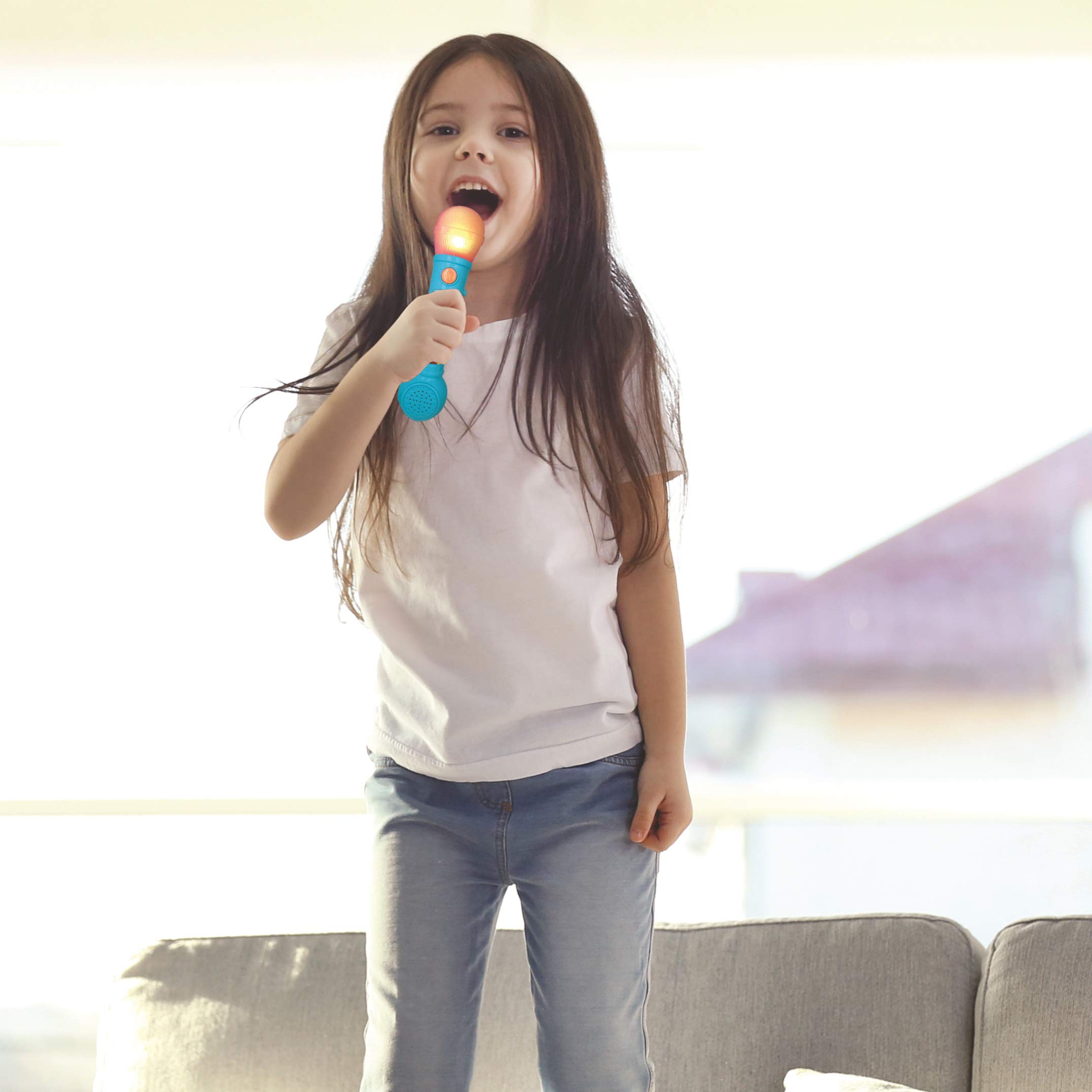 LEXIBOOK MIC80BS Baby Shark Microphone for Children, Musical Toy Game, Built-in Speaker, Light Effects, Demo melodies Included, Blue/Orange - Image 7