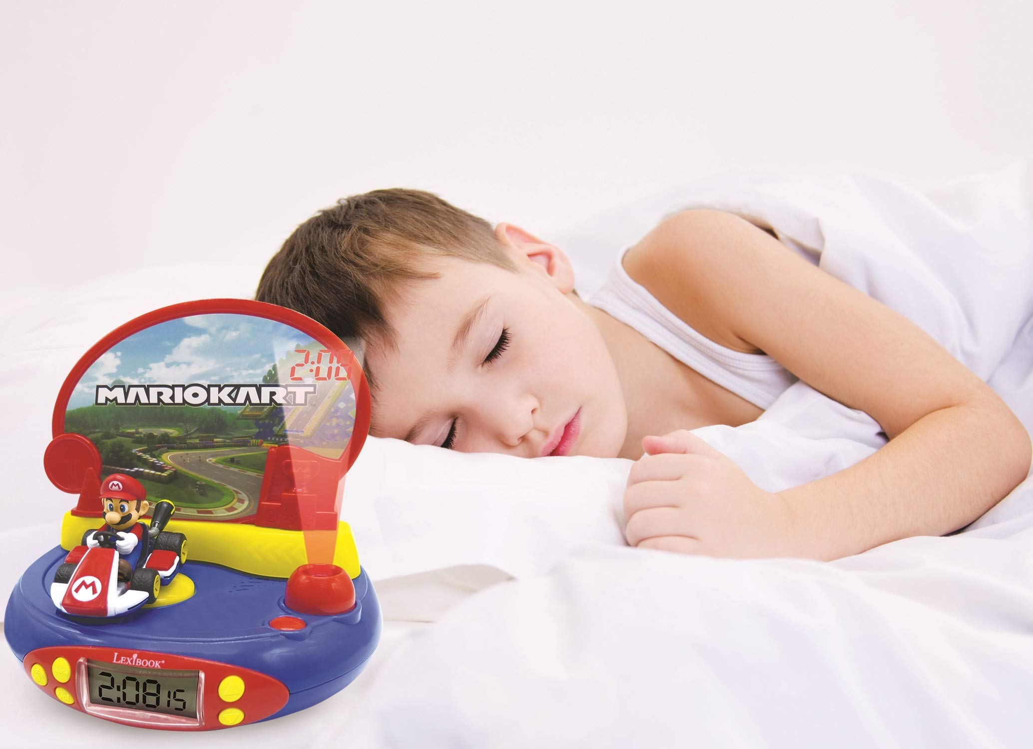LEXIBOOK, Super Mario, Projector Alarm Clock for Kids, Nightlight and time Projection to The Ceiling, Sound Effects, Battery-Powered, Blue/red, RP500NI - Image 4