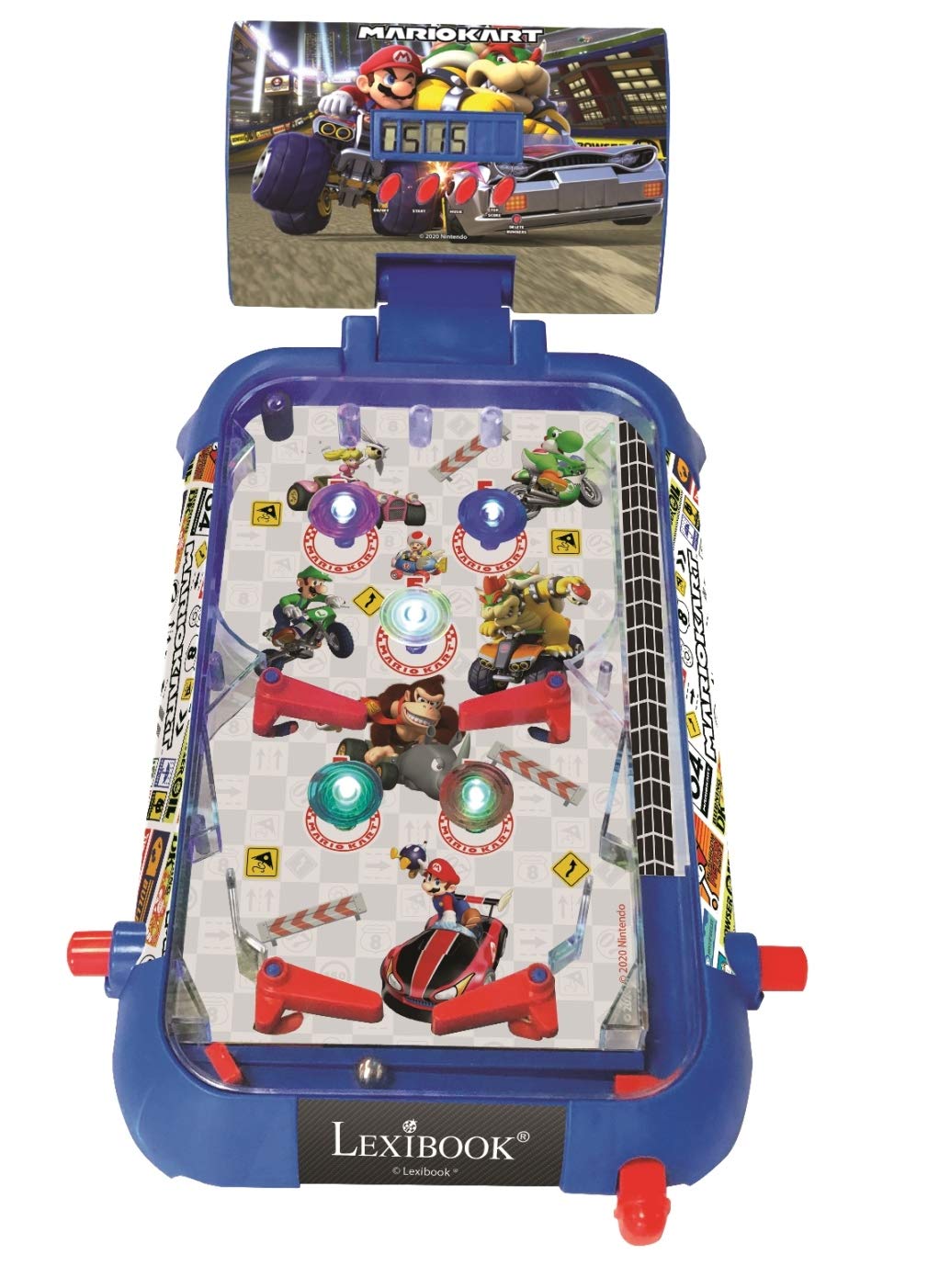 LEXiBOOK Nintendo Mario Kart Table Electronic Pinball, Action and Reflex Game for Children and familiy, LCD Screen, Light and Sound Effects, Blue/red, JG610NI - Image 4
