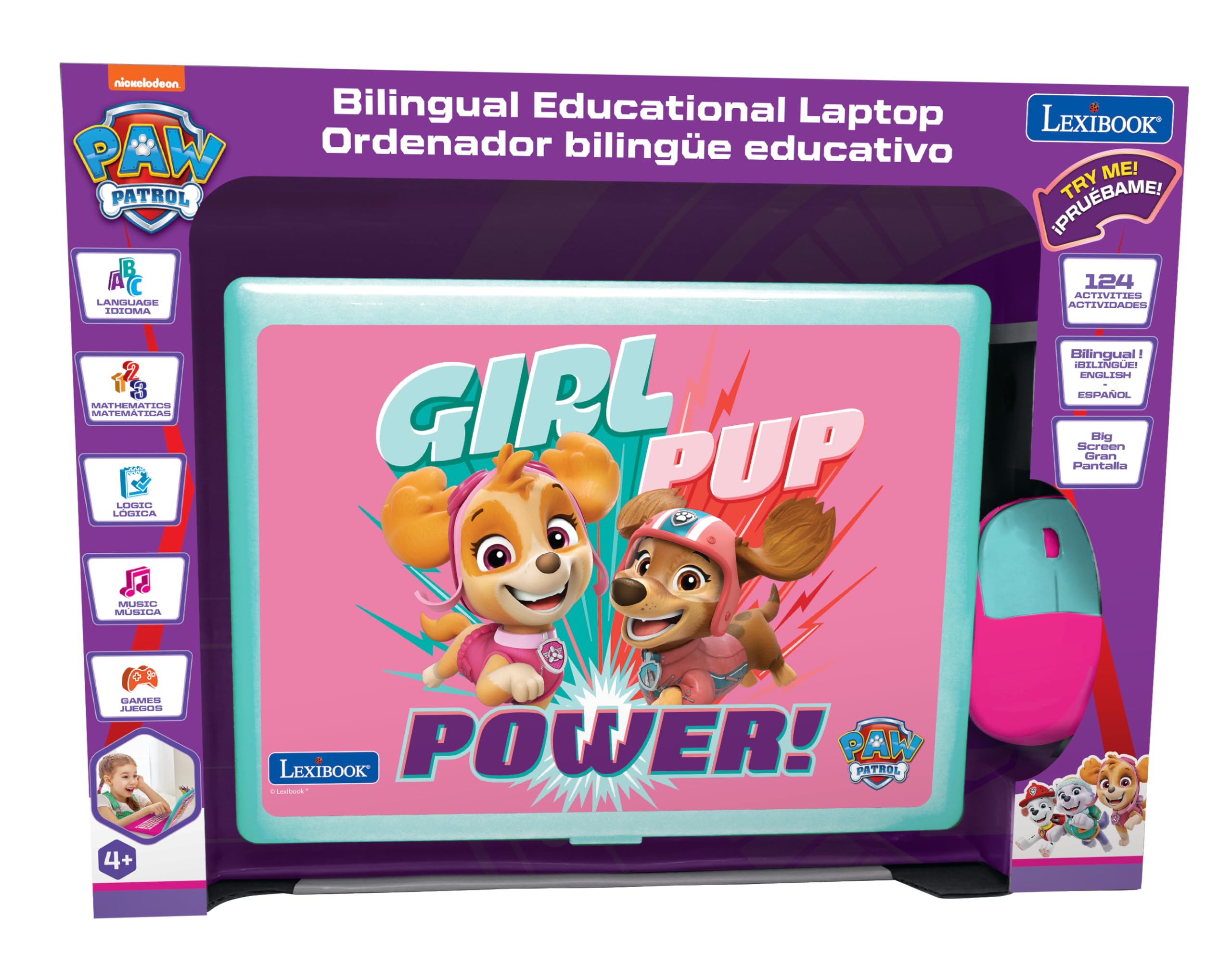 Lexibook, Paw Patrol, Educational and Bilingual Laptop in English/Spanish, Toy for Children with 124 Activities to Learn, Play Games and Music, Pink, JC598PAGi2 - Image 3