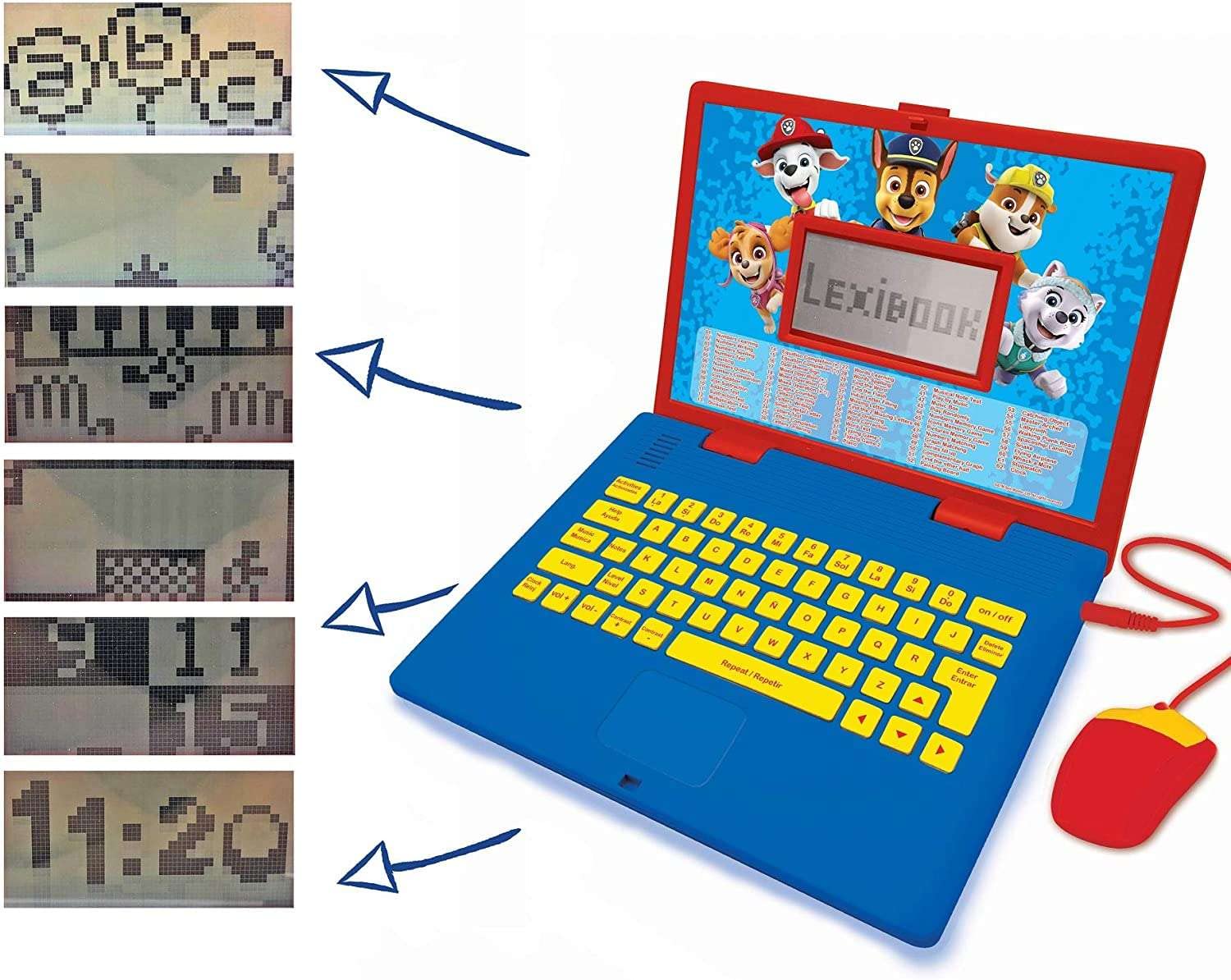 LEXiBOOK Paw Patrol - Educational and Bilingual Laptop Spanish/English - Toy for Child Kid (Boys & Girls) 124 Activities, Learn Play Games and Music with Chase Marshall - Red/Blue JC598PAi2 - Image 4