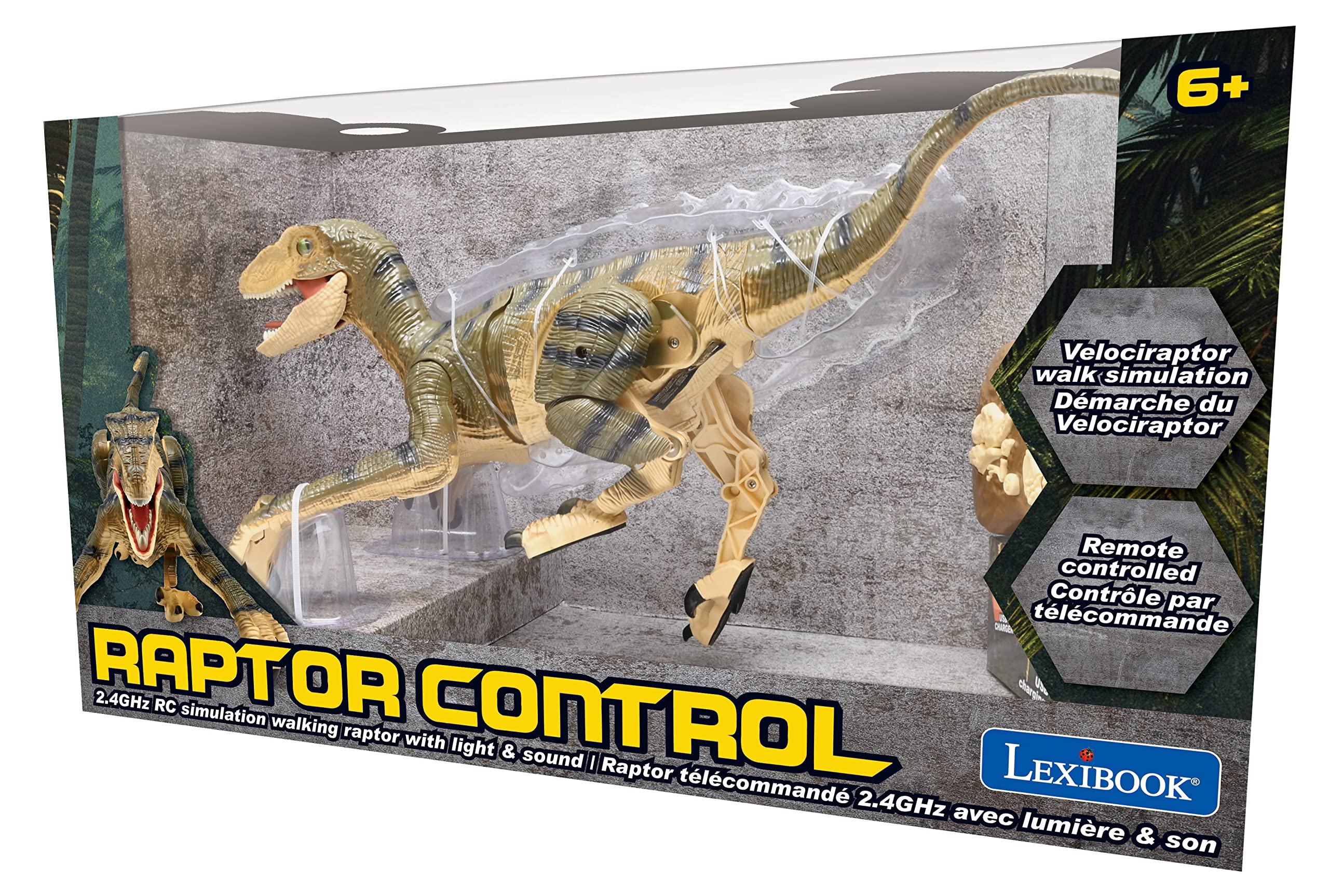 LEXiBOOK, RC Raptor Control, Realistic Remote Controlled Dinosaur, Articulated Movements, Roars, Light Effects, Rechargeable, Fossil Remote Control Included, DINO01 - Image 5