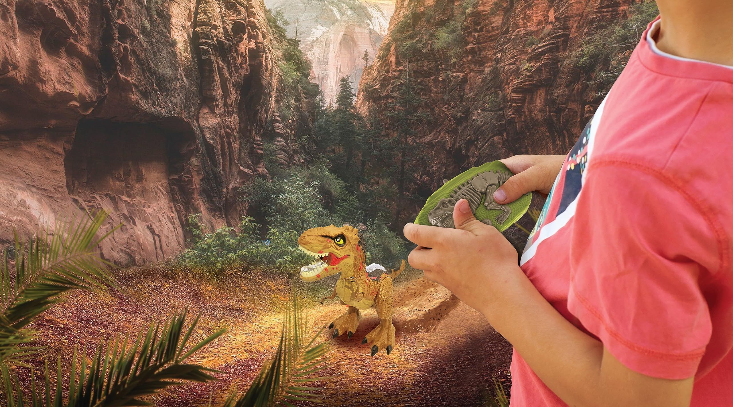 LEXiBOOK, RC Tyrannosaurus Control, Realistic Dinosaur, Articulated Movements, Roars, Smoke Spitting, Light Effects, Rechargeable, Fossil and Hand-held Remote Controls Included, DINO02 - Image 3