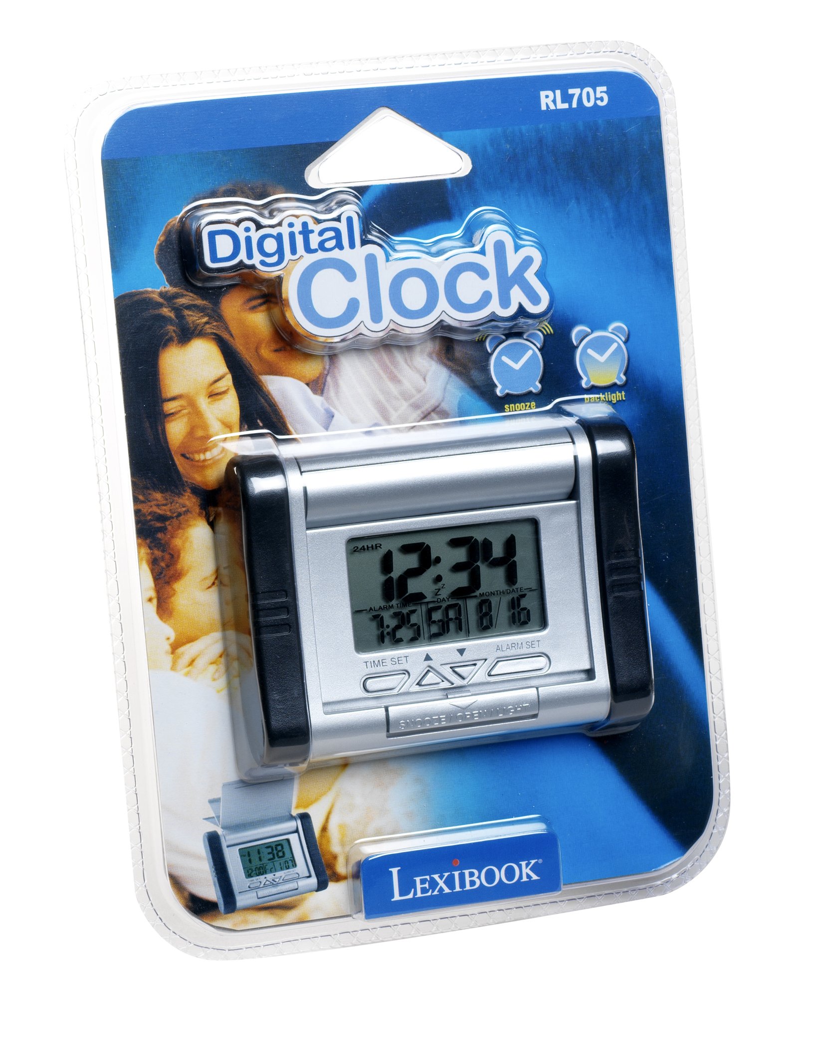 LEXiBOOK Self-Opening Travel Clock, Alarm with Snooze Function, Large Screen for Easy Reading, Batterie, Silver, RL705 - Image 3