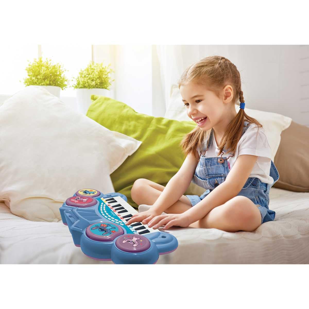 Lexibook, Stitch Electronic Keyboard with Seat and Microphone, 24 Light-Up Keys for Learning Music and Aux-in Cable, Blue, K707D - Image 4