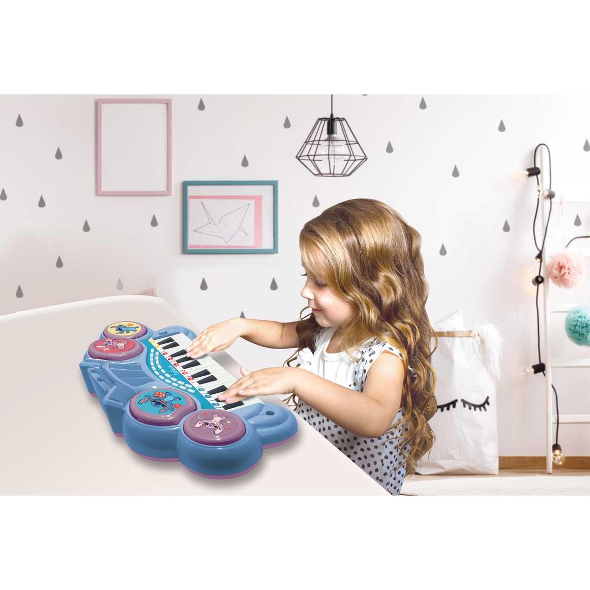 Lexibook, Stitch Electronic Keyboard with Seat and Microphone, 24 Light-Up Keys for Learning Music and Aux-in Cable, Blue, K707D - Image 6