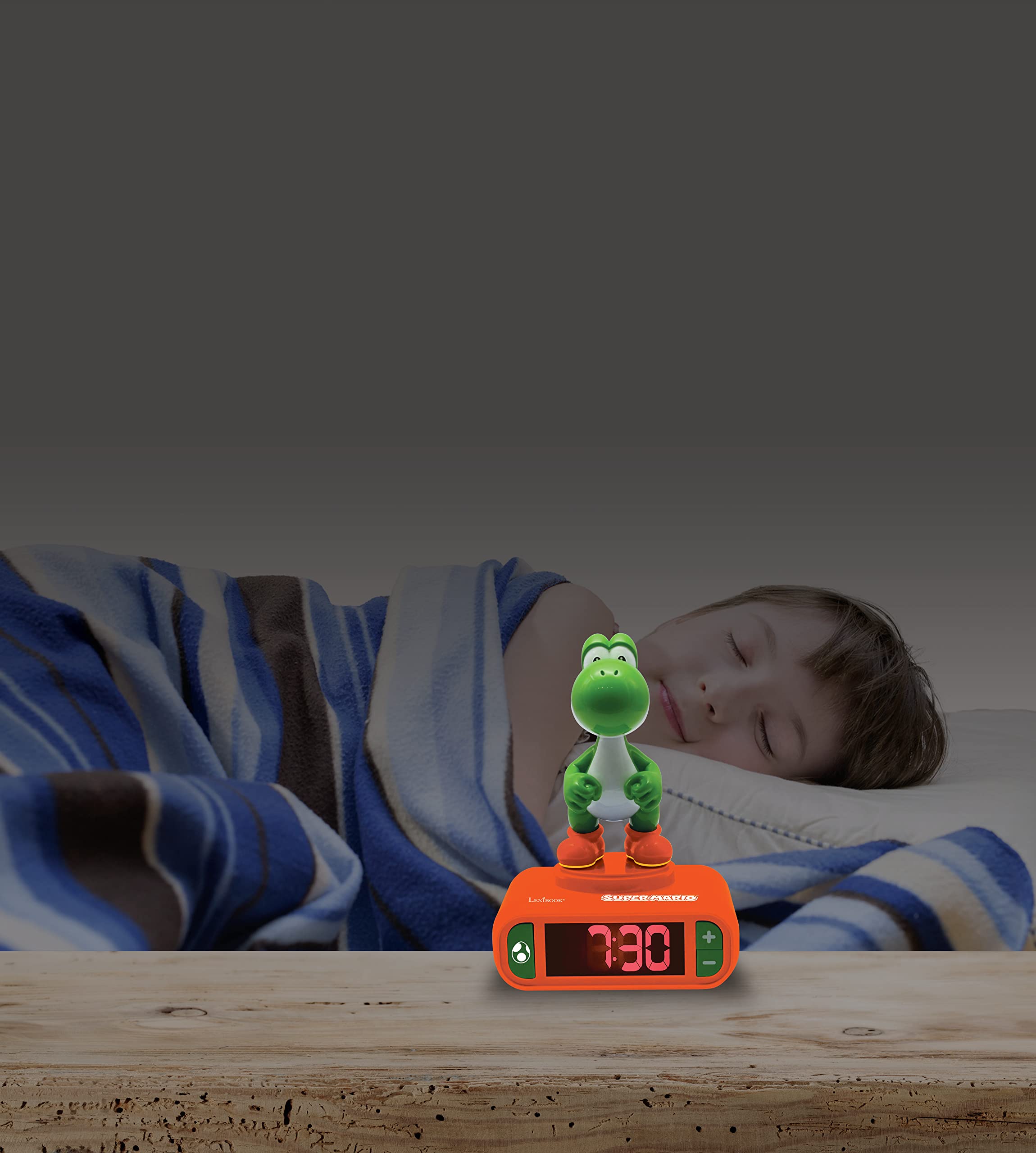LEXIBOOK, Super Mario, Yoshi Nightlight Alarm Clock, Sounds and Melodies, LCD Backlit Screen, Luminous, Snooze, Orange, RL800NI1 - Image 5
