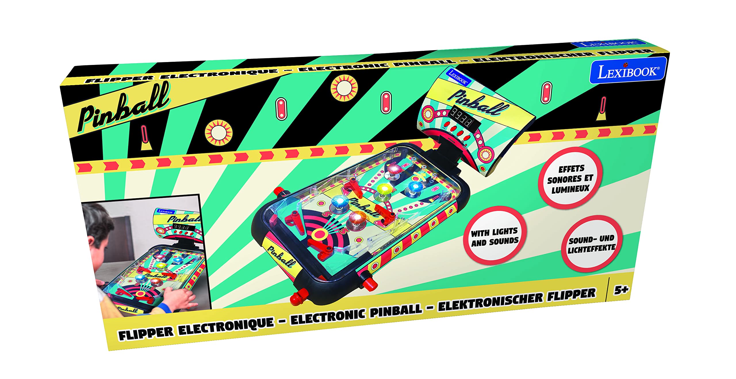 LEXiBOOK Table Electronic Pinball, Action and Reflex Game for Children and Family, LCD Screen, Light and Sound Effects, JG610 - Image 3