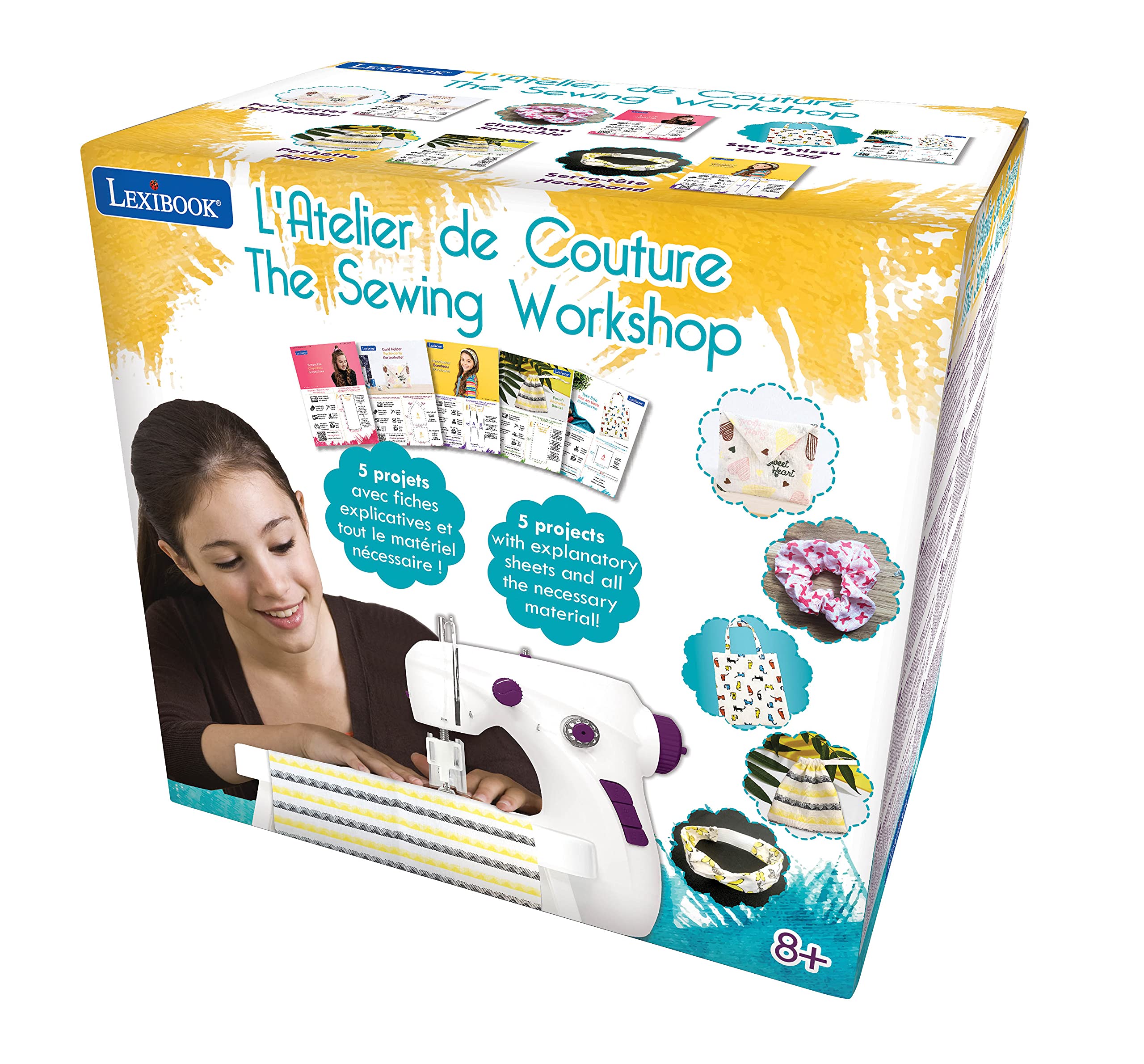 Lexibook, The Sewing Workshop, Sewing machine, 5 fabric coupons & accessories included, White/purple, SW200 - Image 5