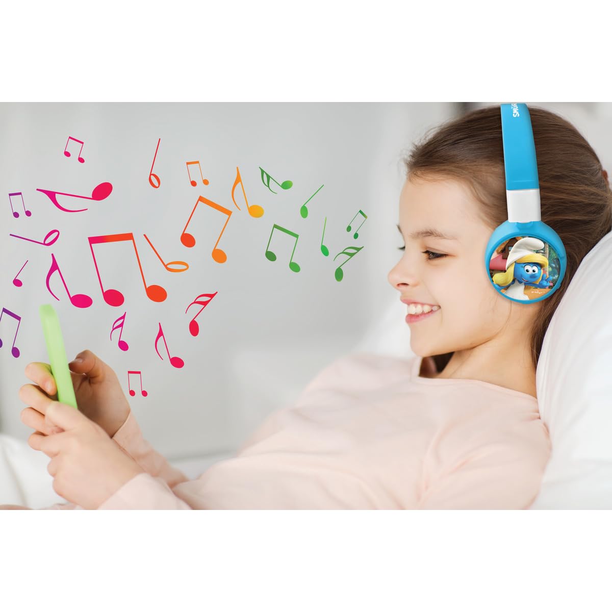 LEXiBOOK, The Smurfs, 2-in-1 Bluetooth & Wired Headphones with Microphone and Control Buttons, Foldable and Adjustable, Long-Lasting Rechargeable Battery, Blue/Green, HPBT010SF - Image 4