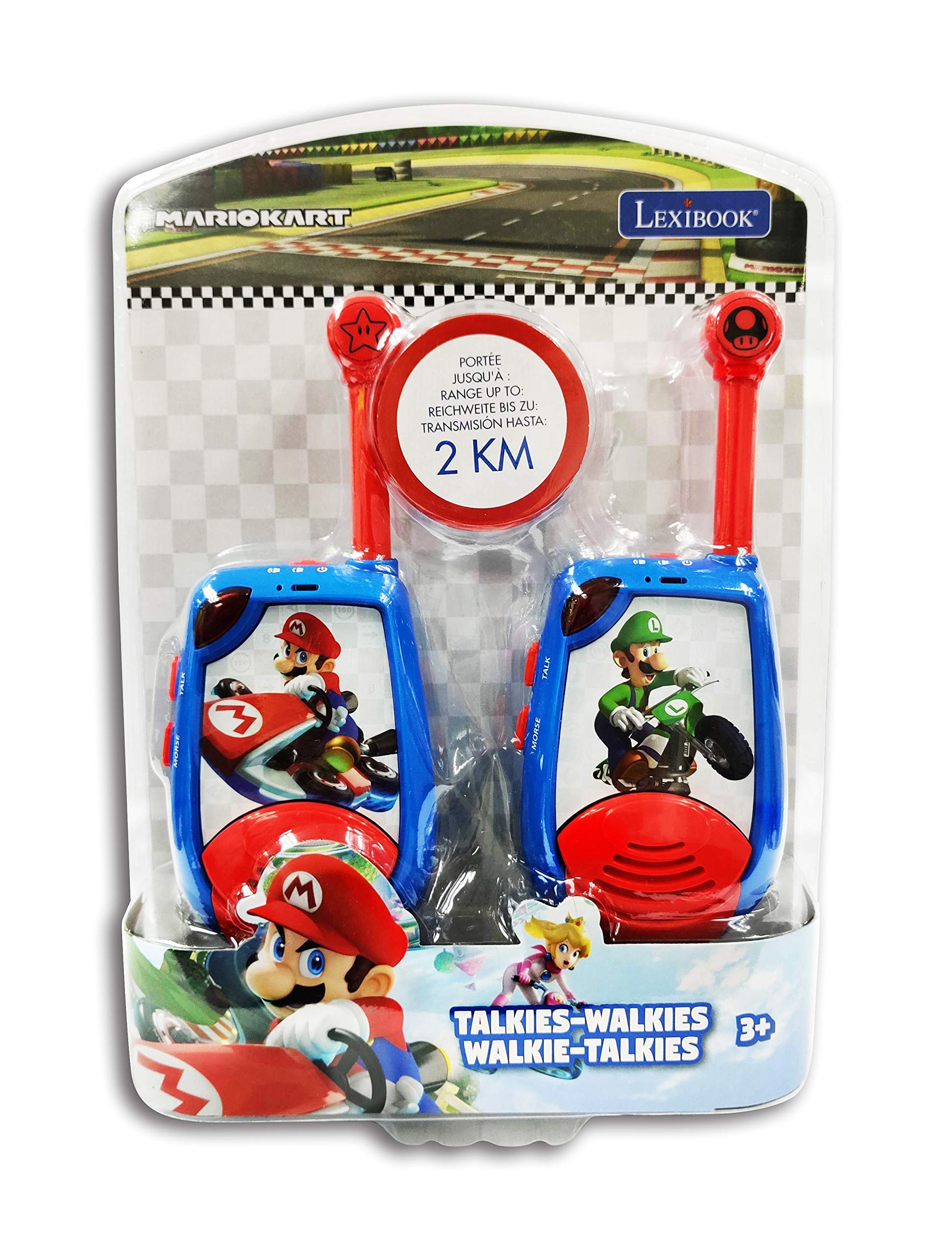 Lexibook TW25NI Nintendo Mario Kart - Digital Walkie-Talkies for Children/Boys - 2 km Transmission Range, Morse Light Function, Belt Clip for Transport, Battery, Blue/Red - Image 3